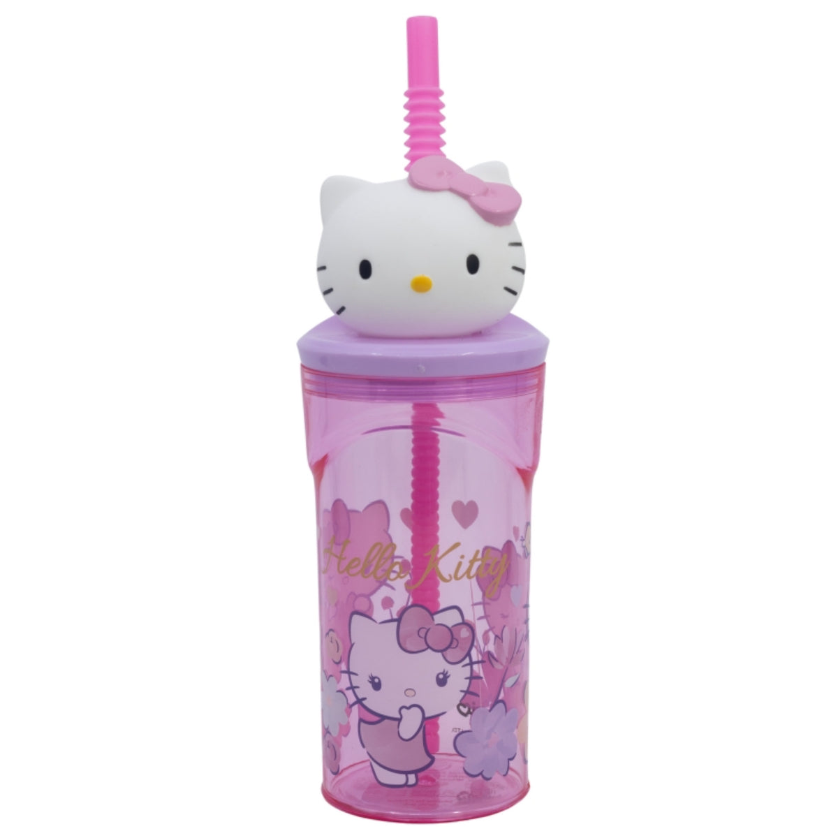 Stor Hello Kitty Trinkbecher – 3D Kinderbecher & Strohhalm-Tumbler 360 ml