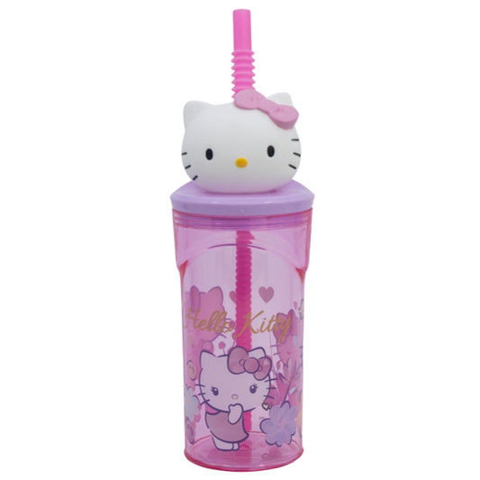 Stor Hello Kitty Trinkbecher – 3D Kinderbecher & Strohhalm-Tumbler 360 ml