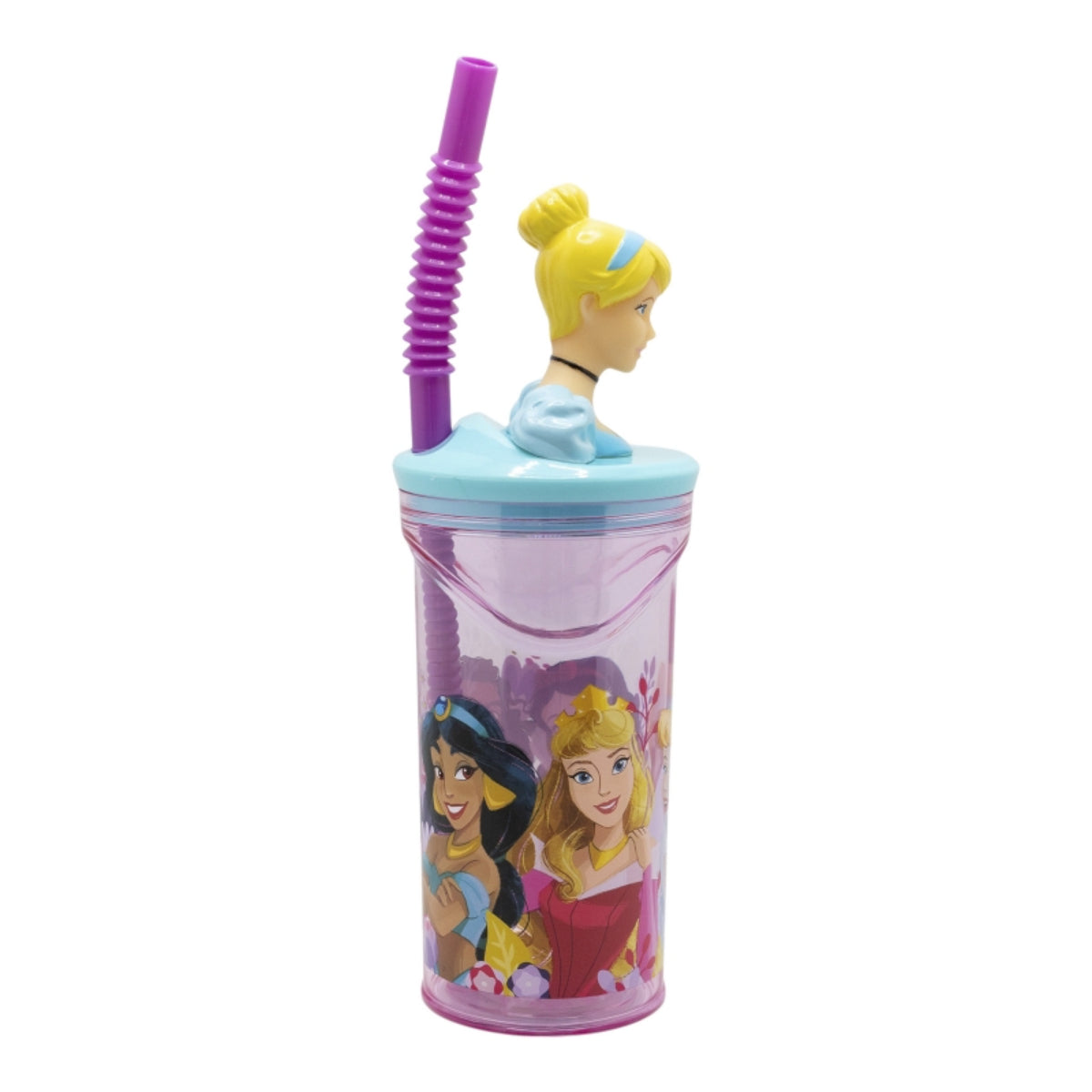 Disney Princess Becher 3D Kindertrinkbecher 360 ml mit Strohhalm & Figurdeckel