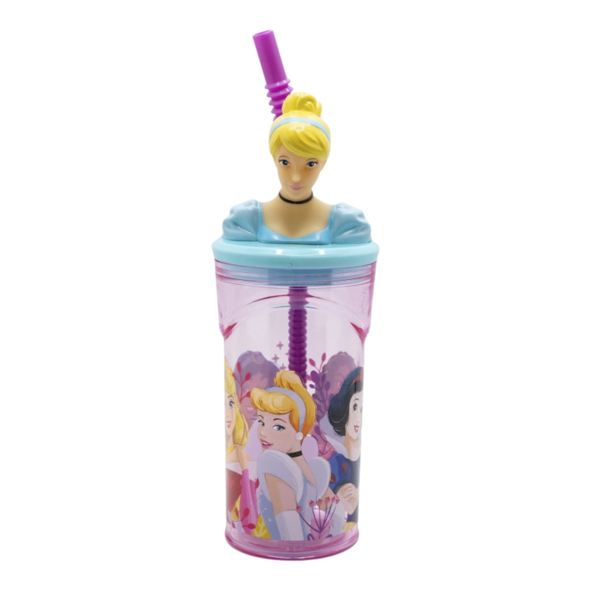 Disney Princess Becher 3D Kindertrinkbecher 360 ml mit Strohhalm & Figurdeckel