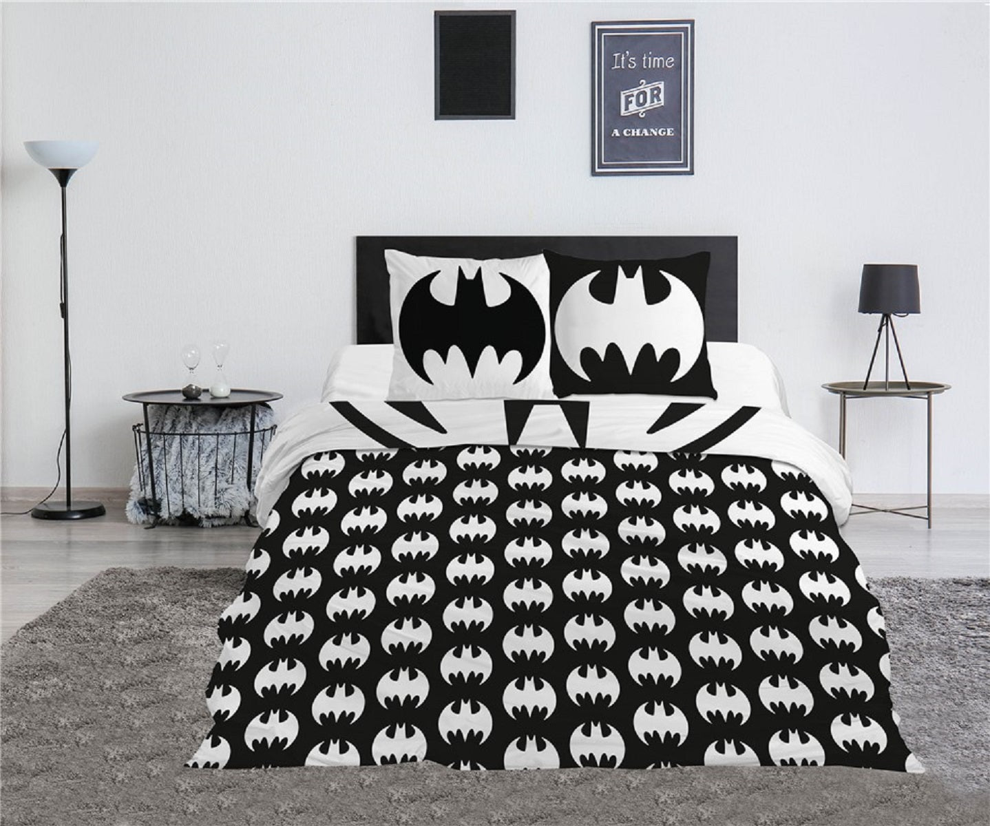 Batman 3-teiliges Bettwäsche-Set – 1x Deckenbezug (240x220) & 2x Kissenbezug (65x65 cm) aus Polycotton
