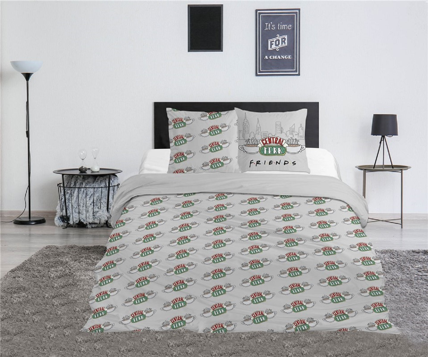 Friends Doppelbettwäsche Set – 1x Deckenbezug 240x220 cm & 2x Kissenbezüge 63x63 cm aus Mikrofaser