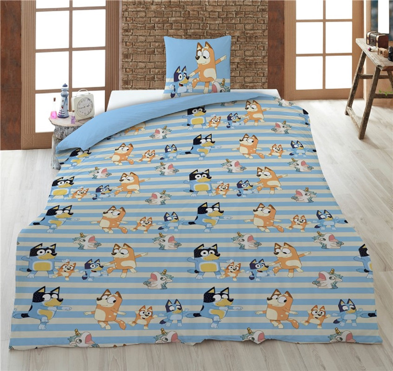 Bluey Bettwäsche-Set – 1x Deckenbezug 140 x 200 cm & 1x Kissenbezug 65 x 65 cm für Kinder