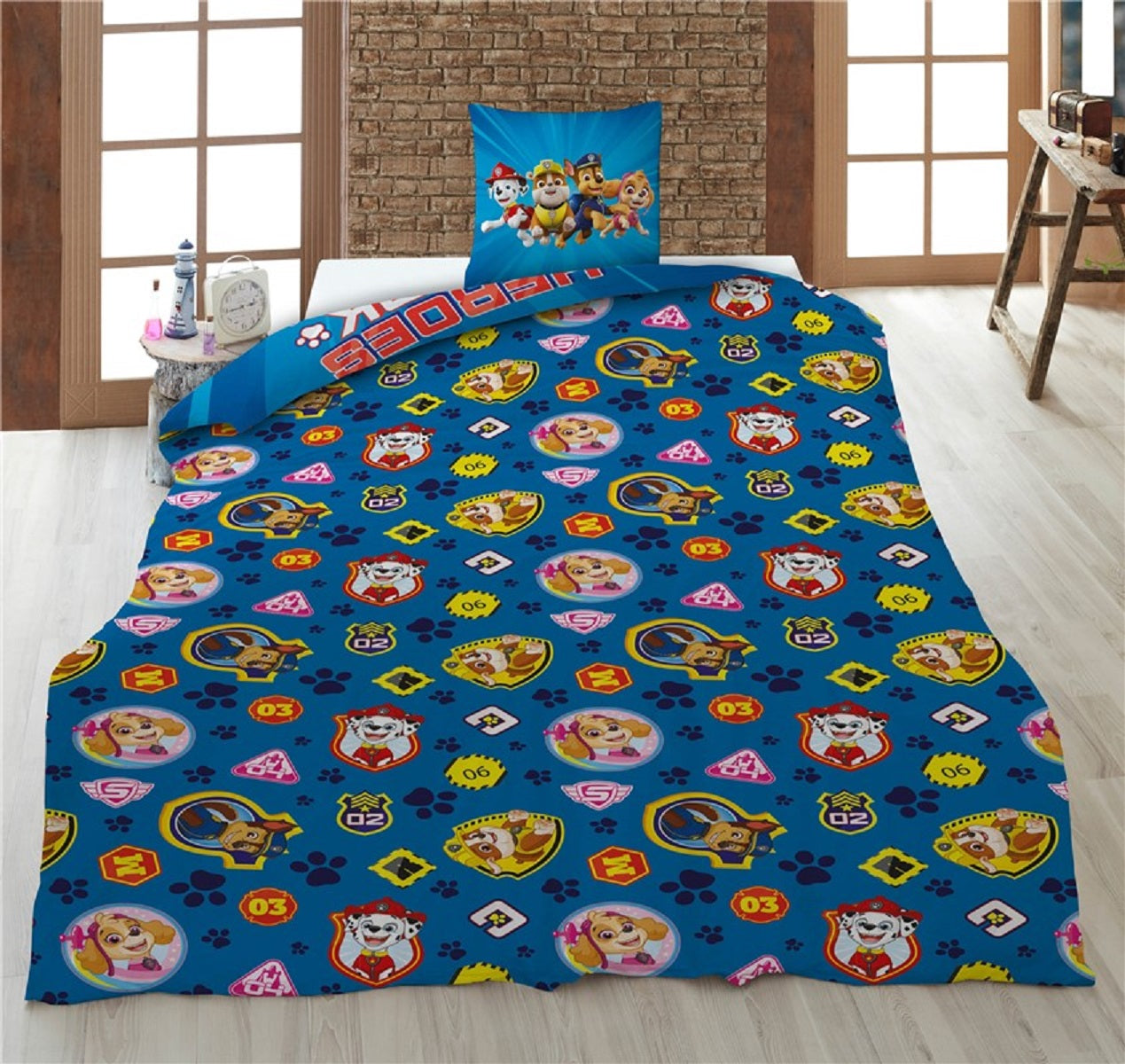 Paw Patrol Bettwäsche-Set – 1x Deckenbezug 140x200 & 1x Kissenbezug 65x65 cm für Kinder