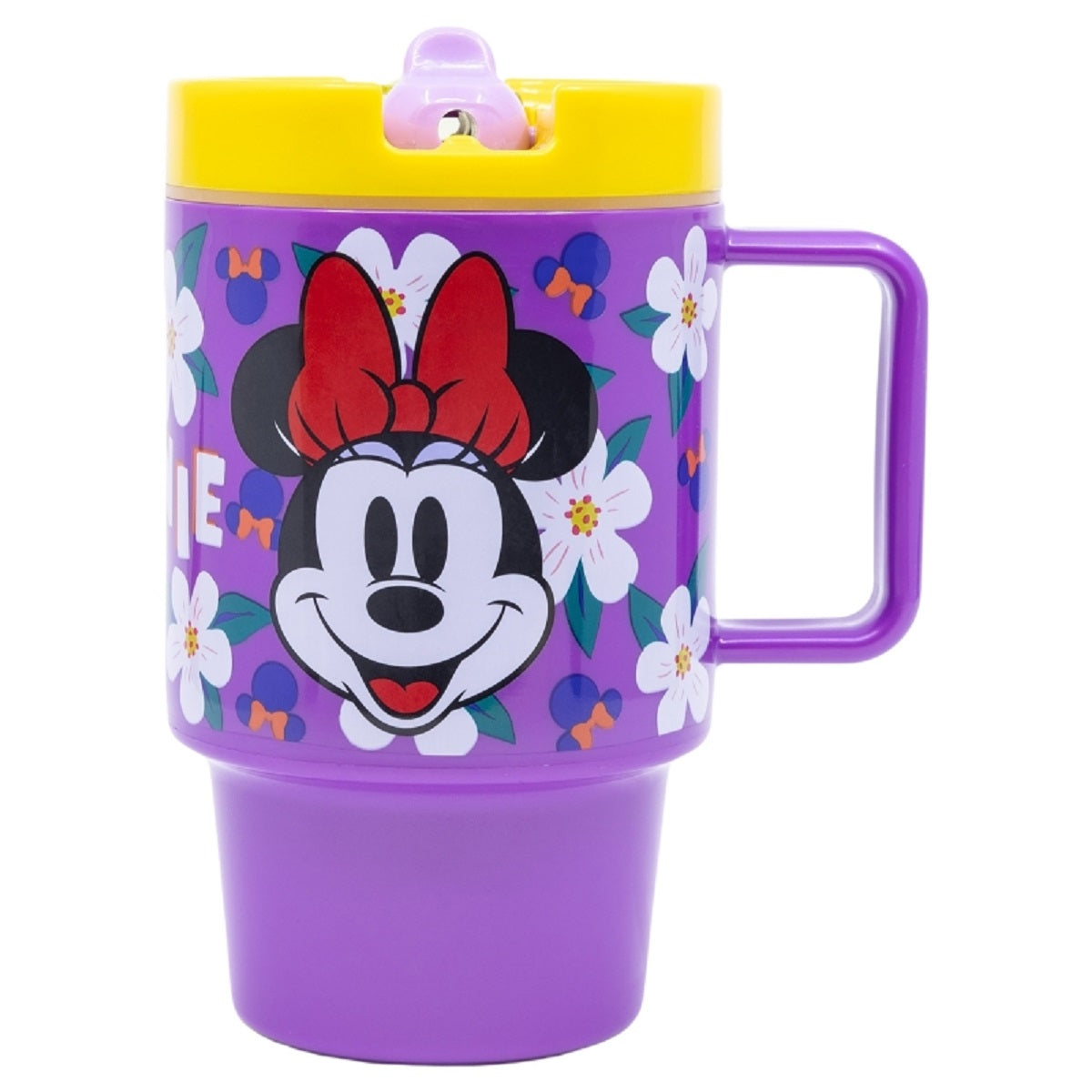 Disney Minnie Mouse Becher Mikrowellengeeigneter Kunststoffbecher 530  ml mit Schraubdeckel – Motivbecher für Kinder