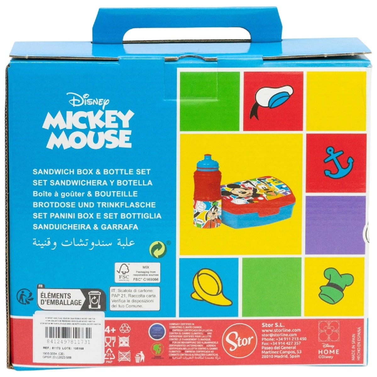 Disney Minnie Mouse 2er Set Kinderflasche (380 ml) und Brotdose im Geschenkkarton