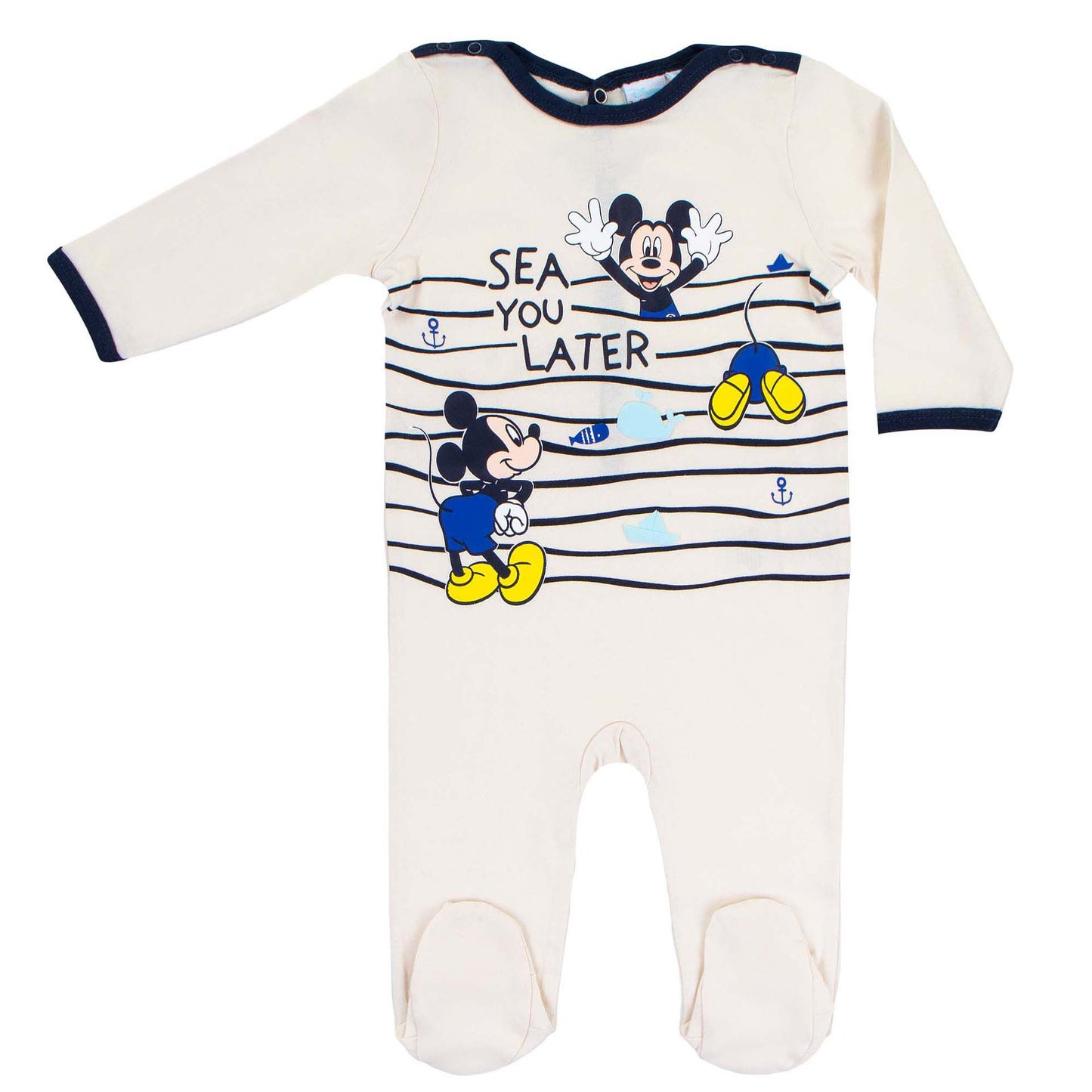 Disney Mickey Maus Baby-Strampler Baby-Outfit kuscheliger Einteiler für Babys