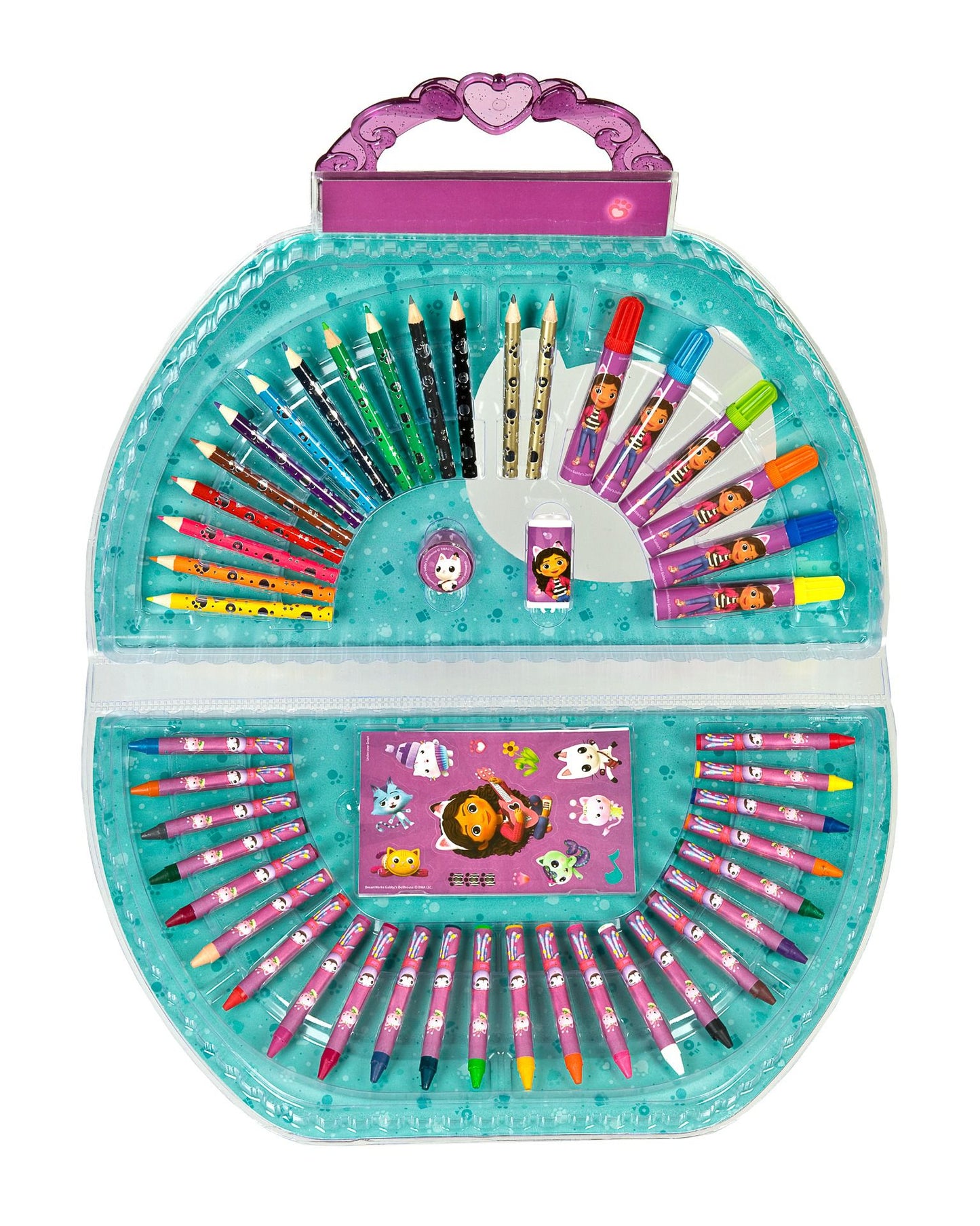 Gabby's Dollhouse Kreativset Mal- und Bastelset 12 Stifte, 12 Wachsmaler, Farben & Pinsel