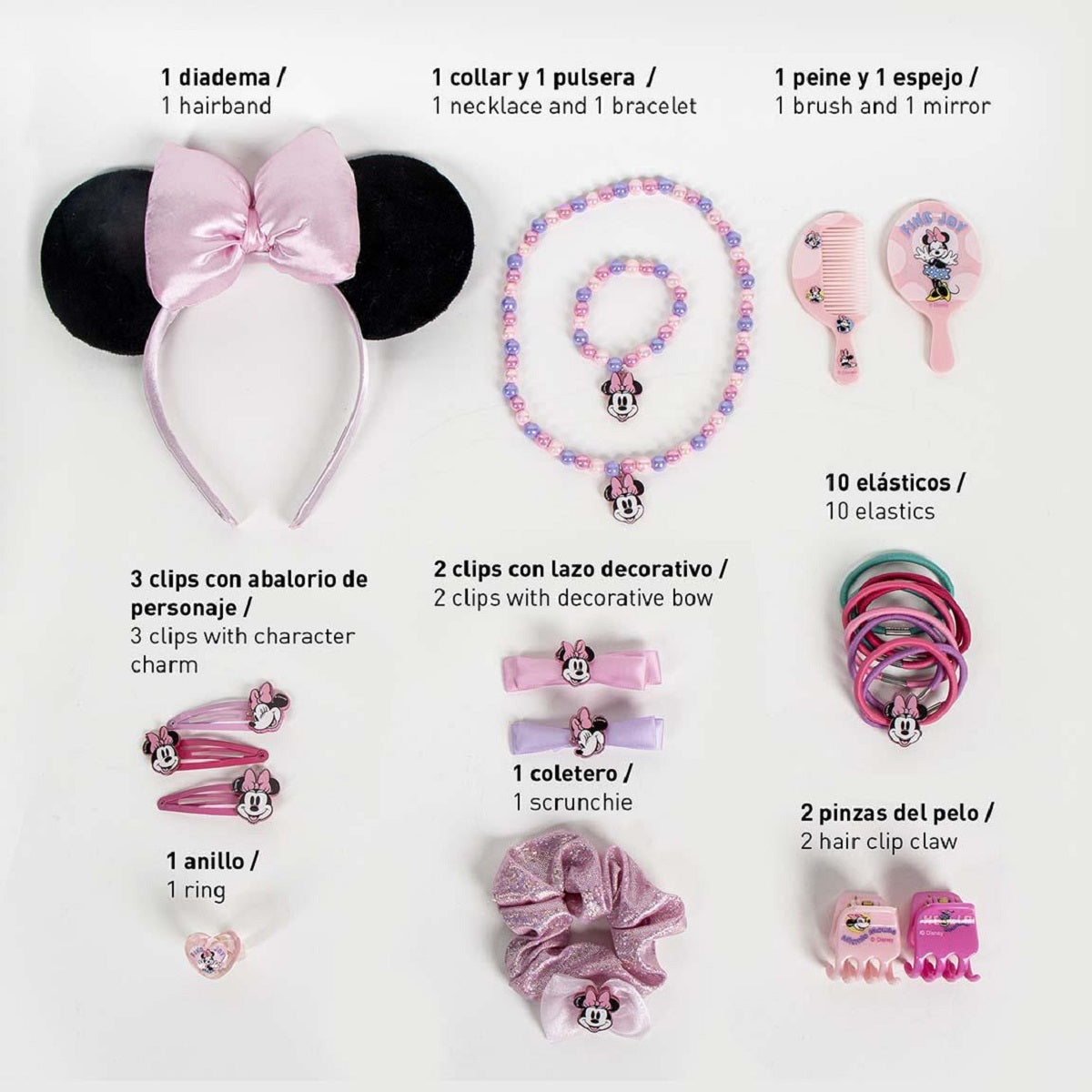 Disney Minnie Mouse Beauty Set für Kinder – Kamm, Haargummi & mehr