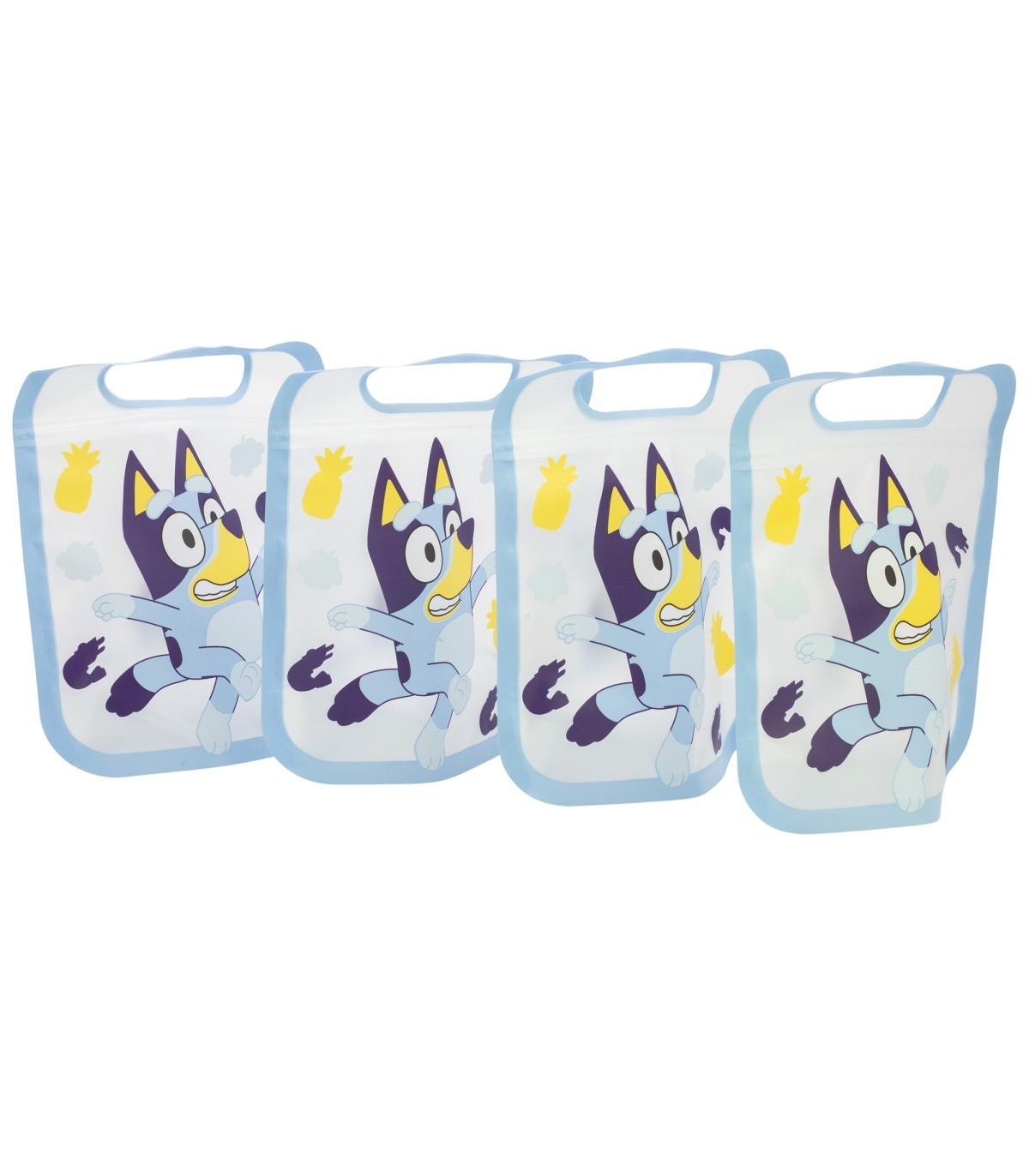 Bluey Zip Beutel Set 4 tlg Lebensmittelbeutel Kinder Aufbewahrung