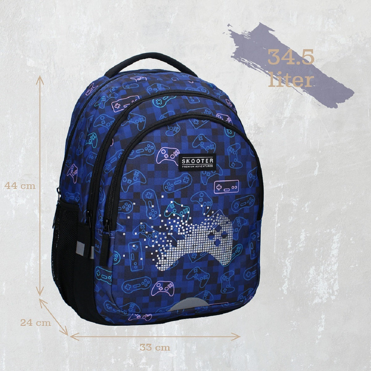 Skooter Schulrucksack Jungen – Gamer Rucksack mit Game-Motiv & 2 Fronttaschen