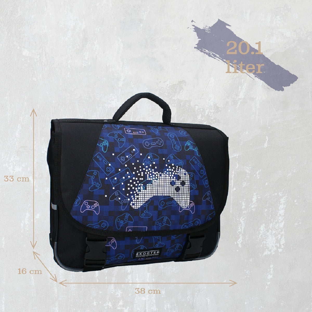 Skooter Rucksack Schule Jungen Gaming Schulranzen mit Vordertasche