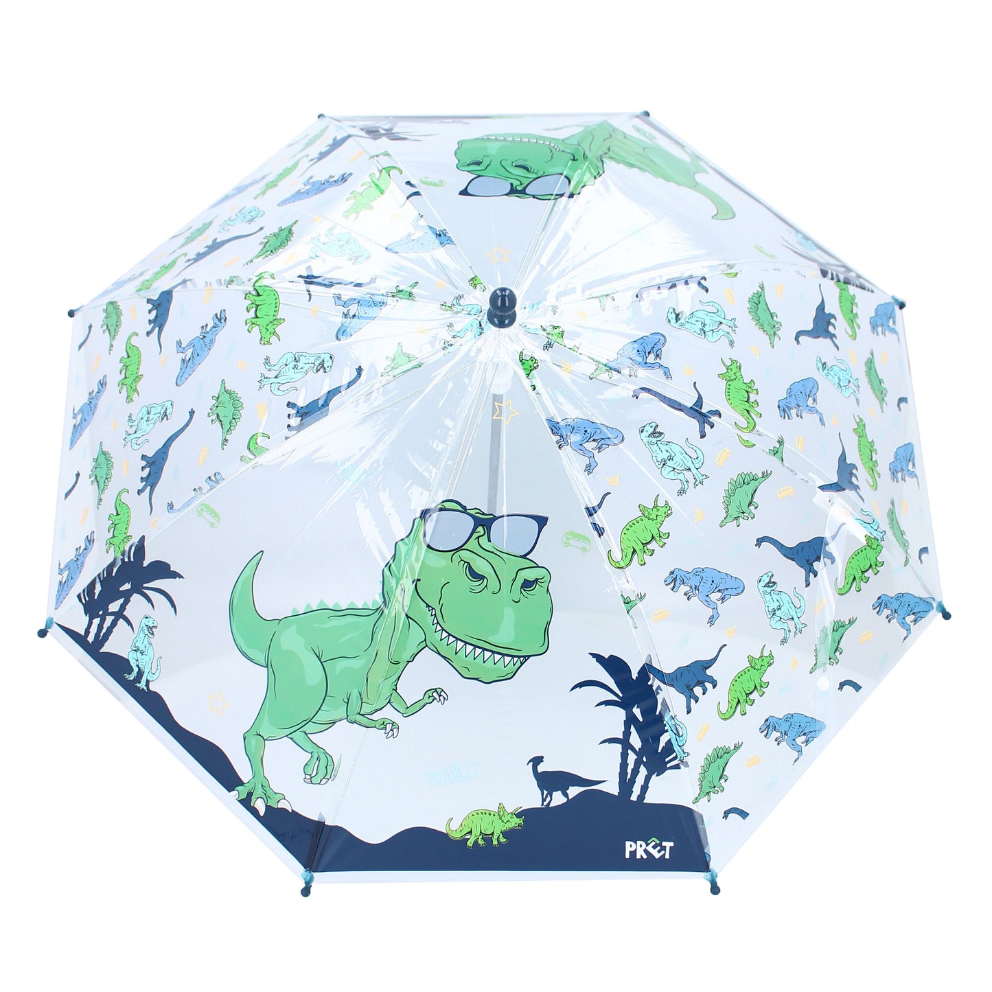 Prêt Kinder-Regenschirm ⌀ 71 cm Dino-Design, blau & durchsichtig