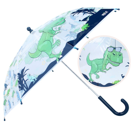 Prêt Kinder-Regenschirm ⌀ 71 cm Dino-Design, blau & durchsichtig