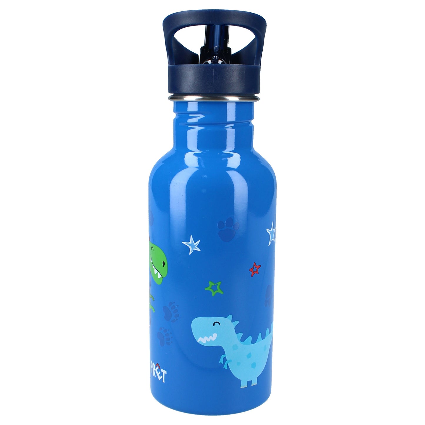 Prêt Trinkflasche Kinder – 500 ml Dino Blau mit Strohhalm