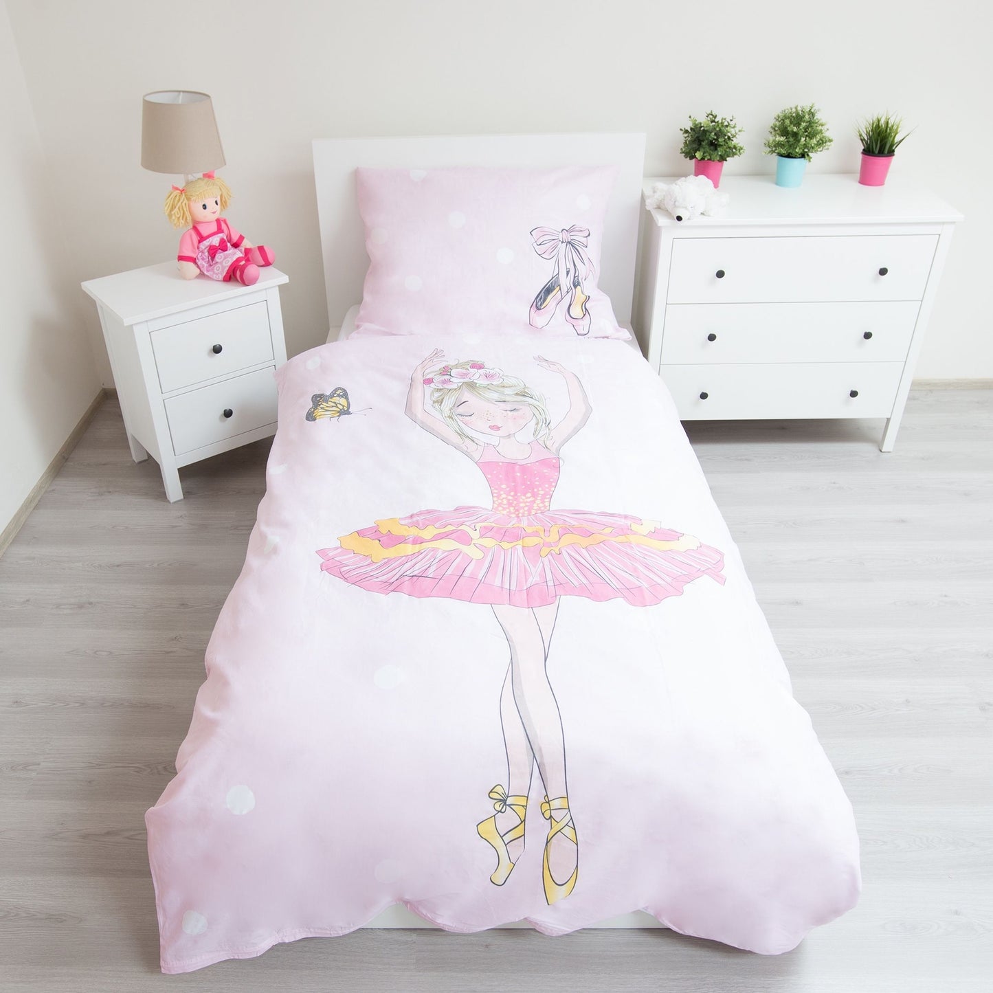 Ballerina Kinderbettwäsche – Bettbezug 140x200 cm & Kissenbezug 70x90 cm