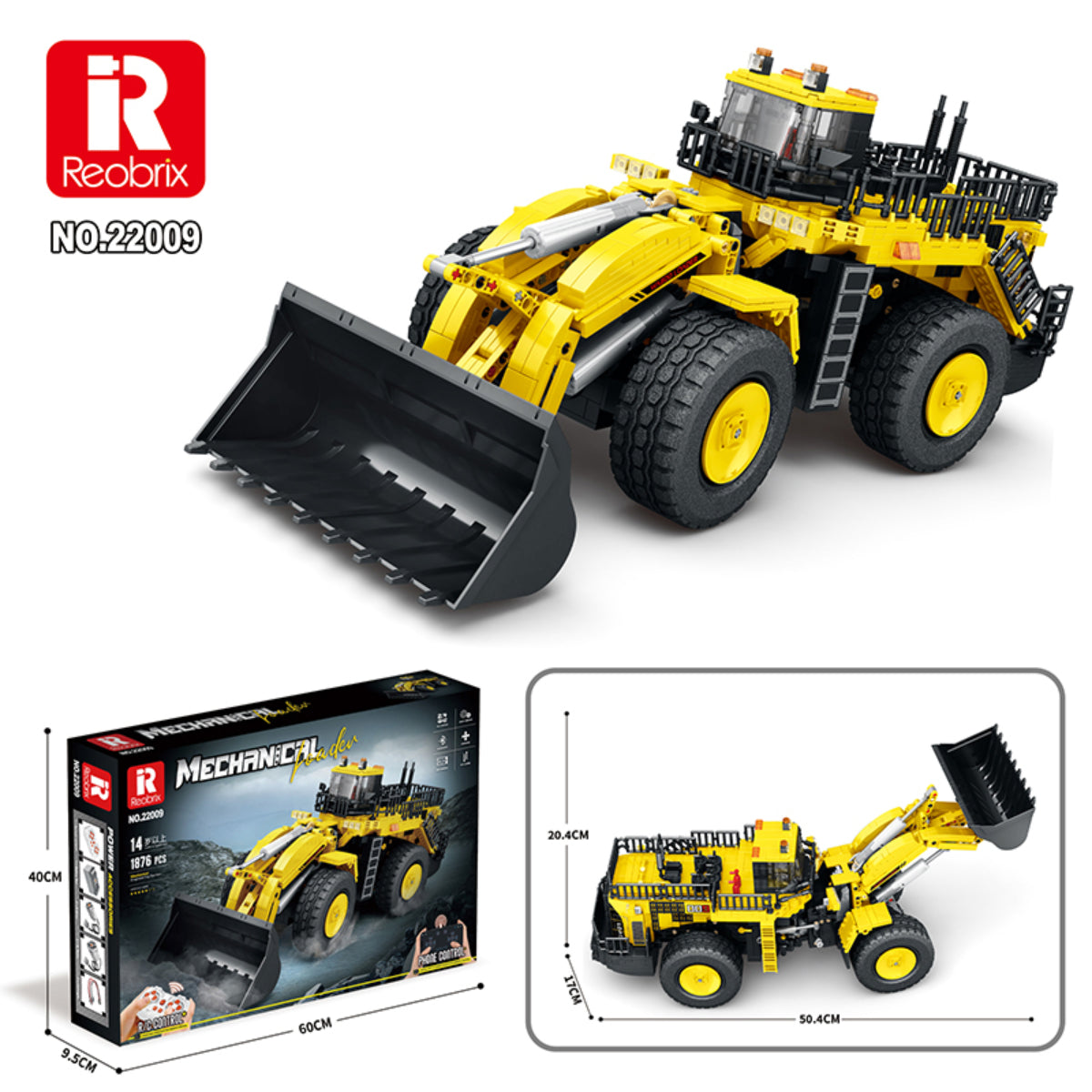 Reobrix 22009 Radlader Klemmbaustein RC Baufahrzeug 1876 Teile ab 14