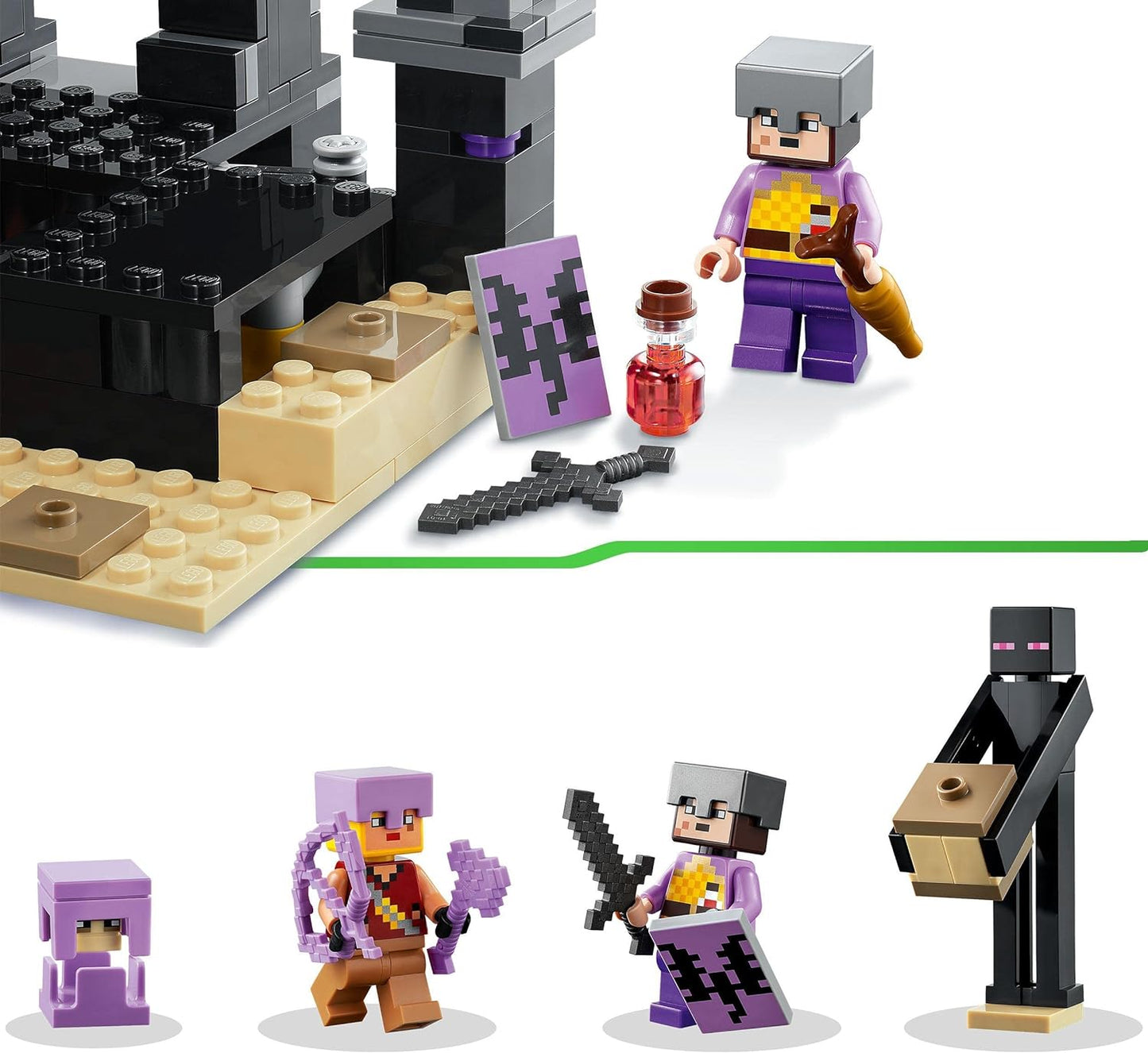 LEGO Minecraft End-Arena Set Action-Spielzeug mit Lava, Enderdrache und Enderman-Figur, Geschenk für Kinder ab 8 Jahren
