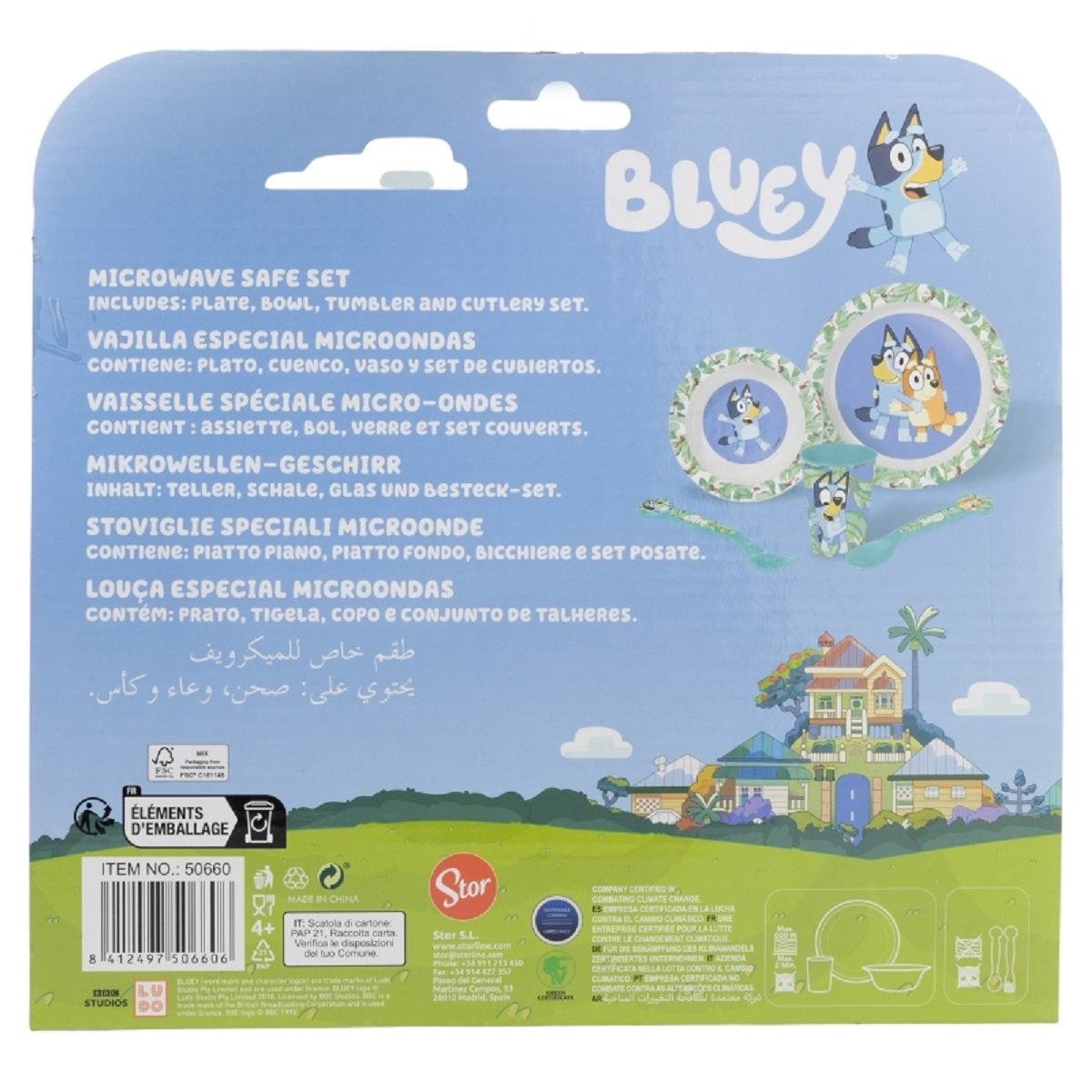 Bluey Teller-Set Mikrowellengeeignet 5-teiliges Kindergeschirr mit rutschfestem Boden