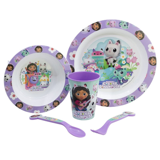Gabby's Dollhouse Teller-Set Mikrowellengeeignet 5-teiliges Kindergeschirr mit rutschfestem Boden