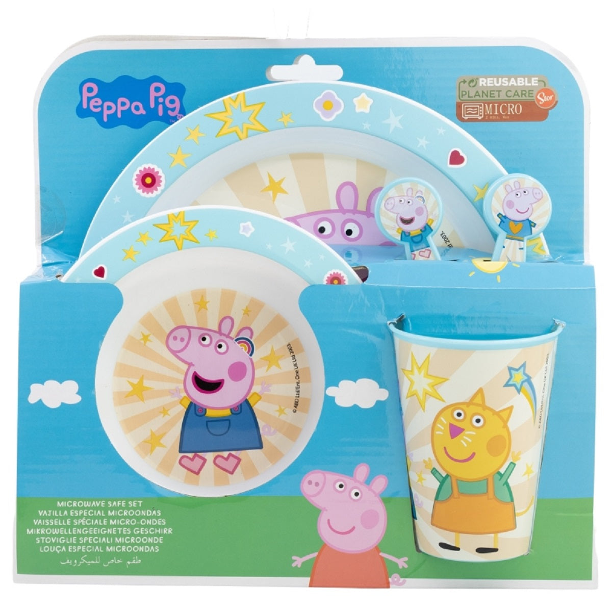Peppa Pig Teller-Set –Mikrowellengeeignet 5-teiliges Kindergeschirr mit rutschfestem Boden