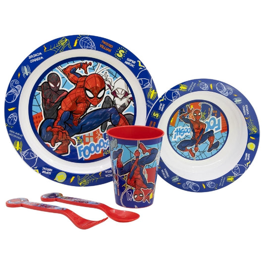 Spiderman Teller-Set Mikrowellengeeignet 5-teiliges Kindergeschirr mit rutschfestem Boden