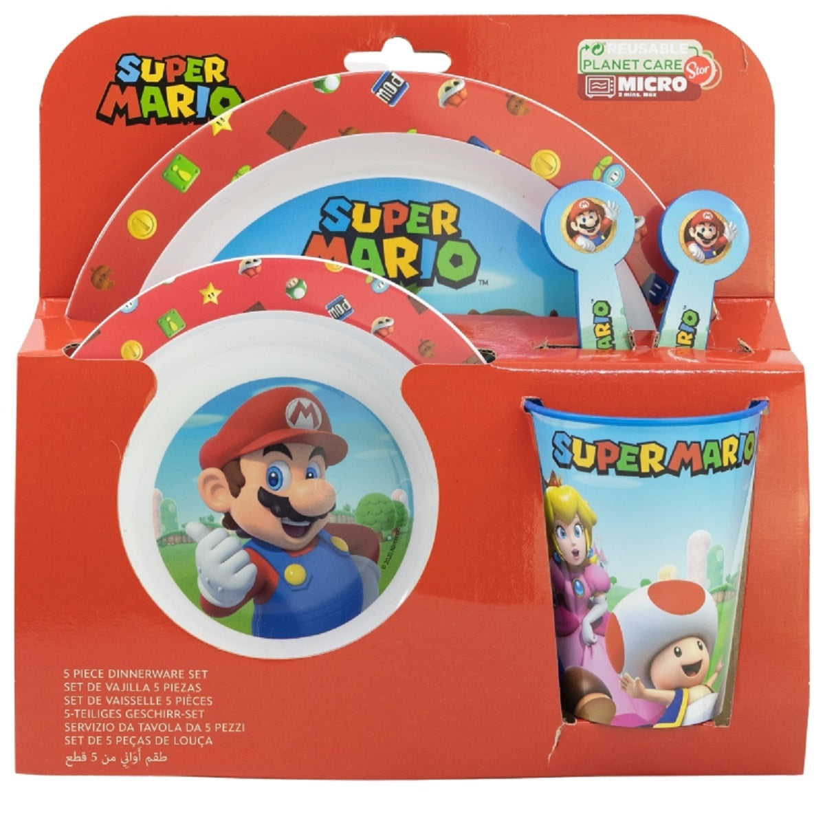 Super Mario Teller-Set Mikrowellengeeignet 5-teiliges Kindergeschirr mit rutschfestem Boden