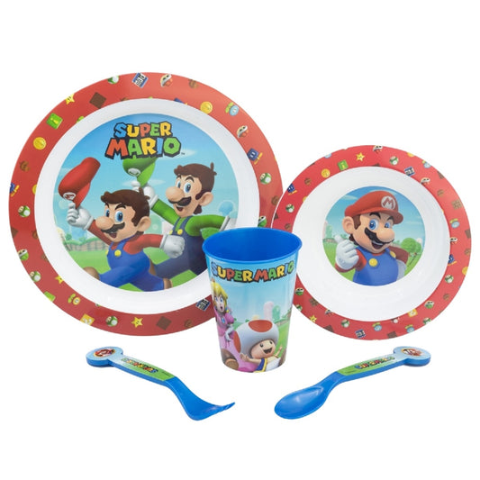 Super Mario Teller-Set Mikrowellengeeignet 5-teiliges Kindergeschirr mit rutschfestem Boden