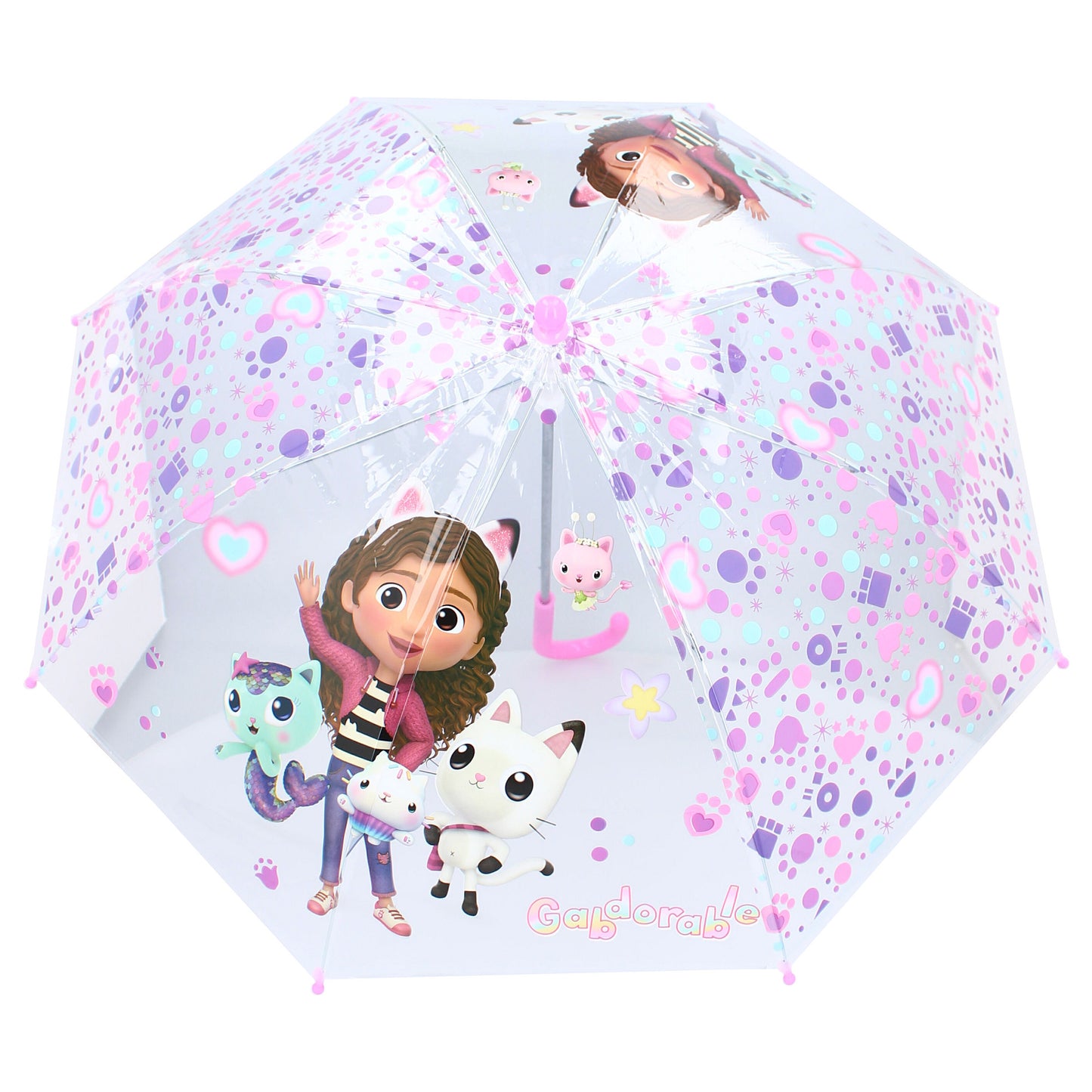 Gabby's Dollhouse ⌀ 71 cm Kinder Regenschirm Rainy Days mit durchsichtigem Schirmdach