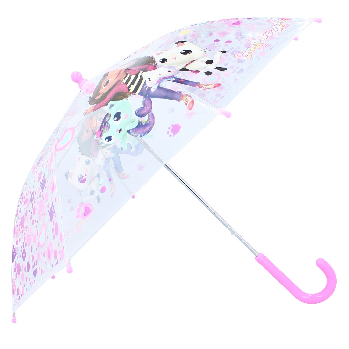 Gabby's Dollhouse ⌀ 71 cm Kinder Regenschirm Rainy Days mit durchsichtigem Schirmdach