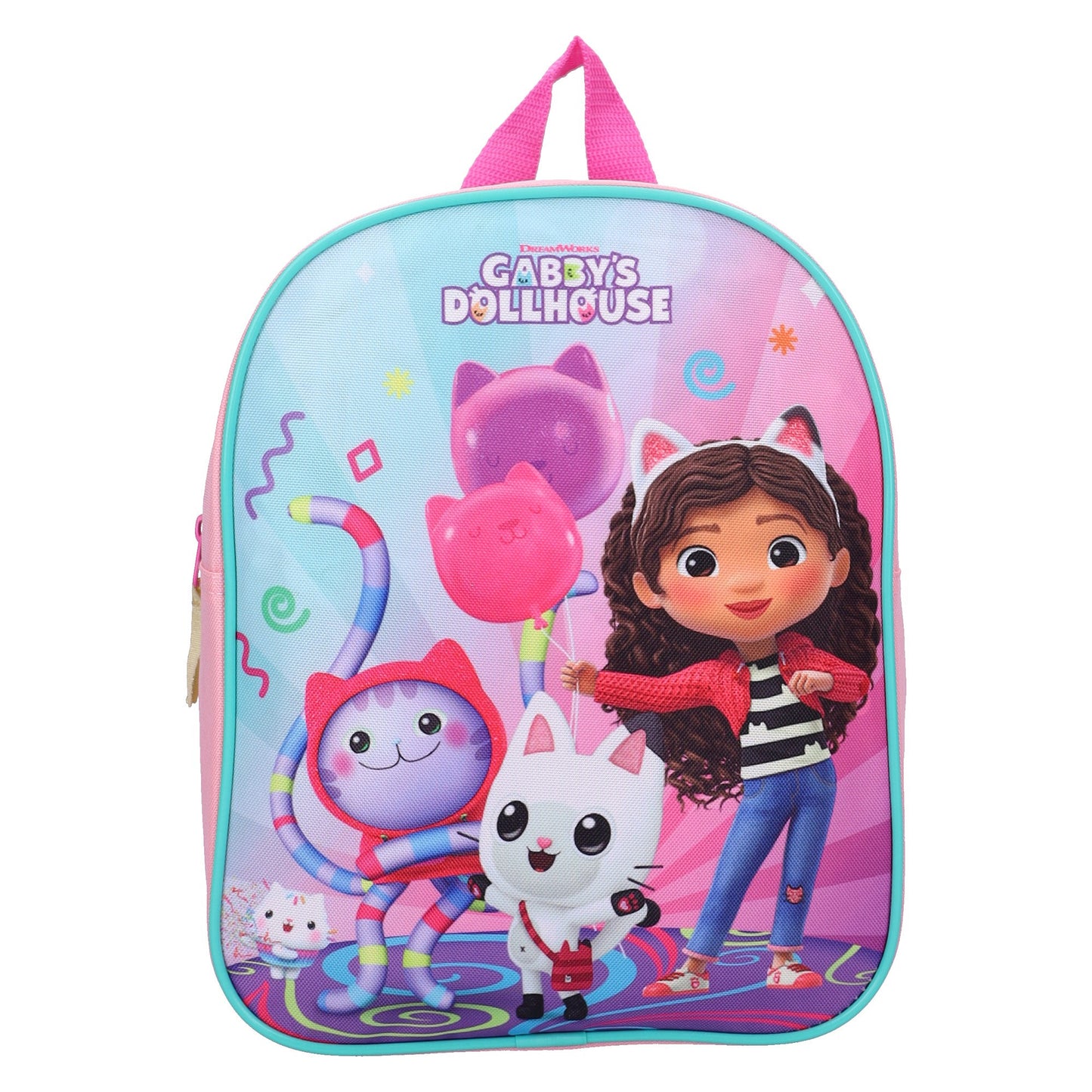 Gabby’s Dollhouse Kinder Rucksack Rosa mit Hauptfach für Schule Kita und Freizeit