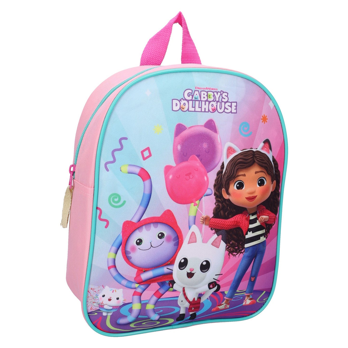 Gabby’s Dollhouse Kinder Rucksack Rosa mit Hauptfach für Schule Kita und Freizeit