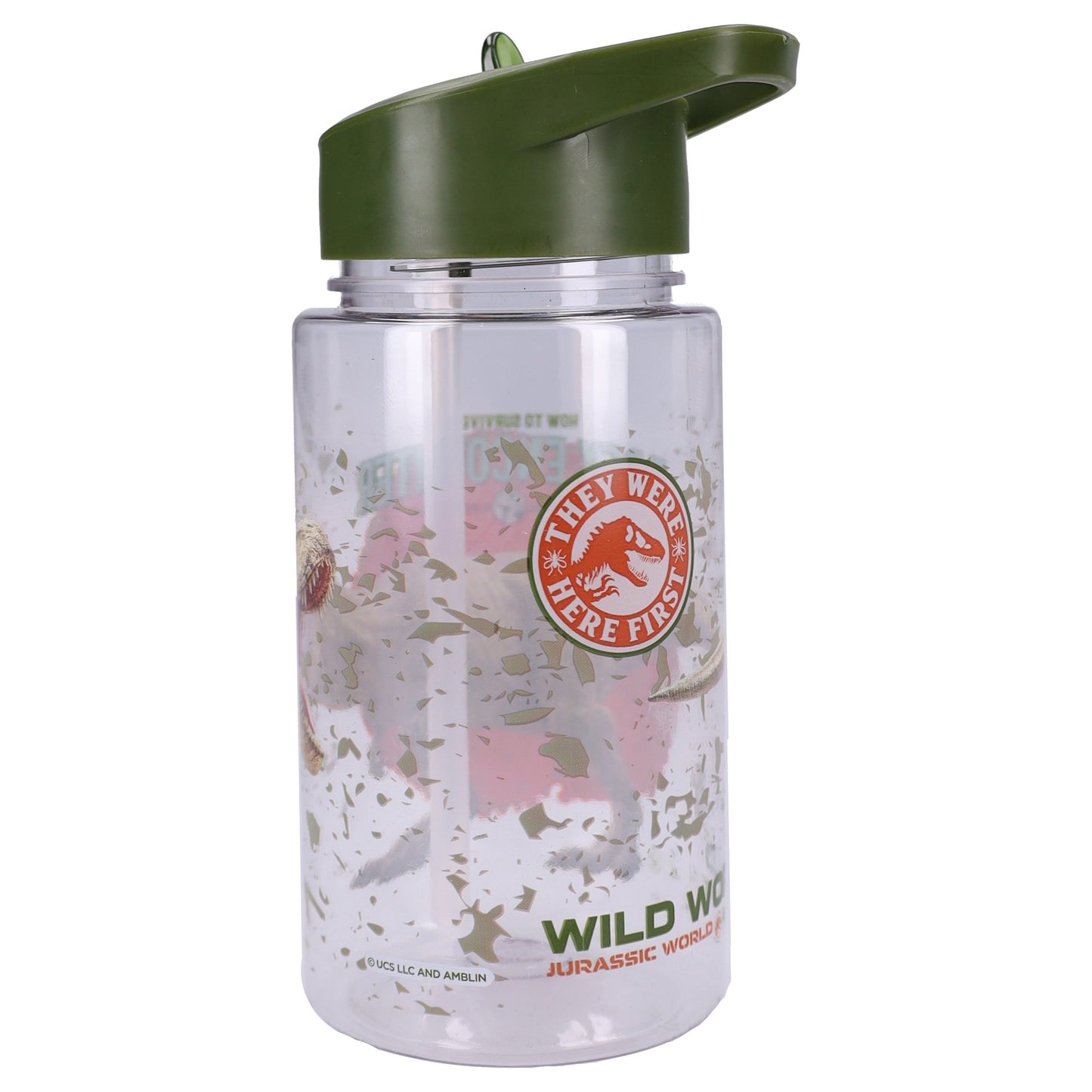 Jurassic World Trinkflasche 450 ml Kinderflasche Wasserflasche mit Trinkhalm