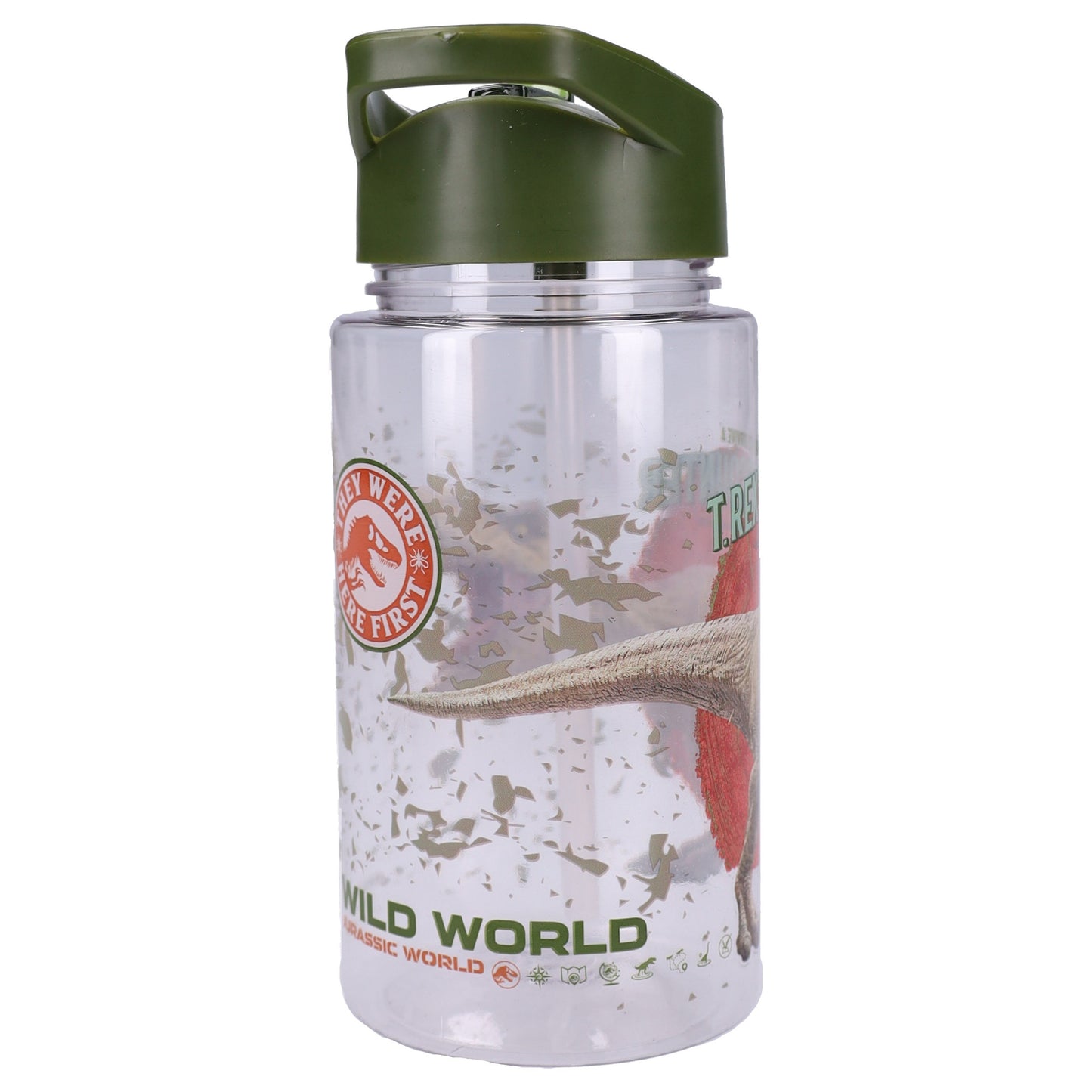 Jurassic World Trinkflasche 450 ml Kinderflasche Wasserflasche mit Trinkhalm