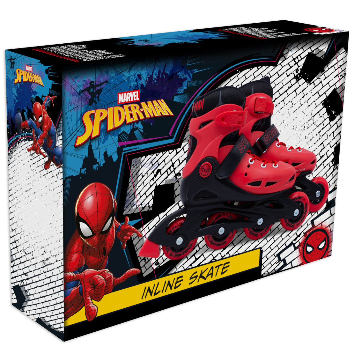 Marvel Spider Man Kinder Rollschuhe Inline Hard Boot mit PU Rollen und Klettverschluss 30 bis 33