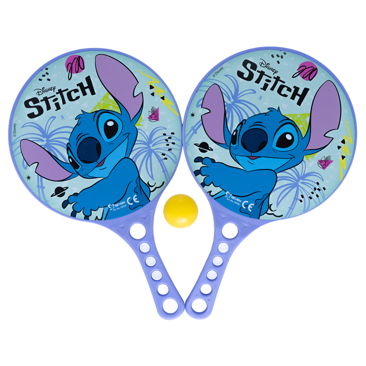 Disney Stitch 2 Stück Strandspiel Set Paddles mit Ball leichtes Spielzeug für Outdoor und Indoor