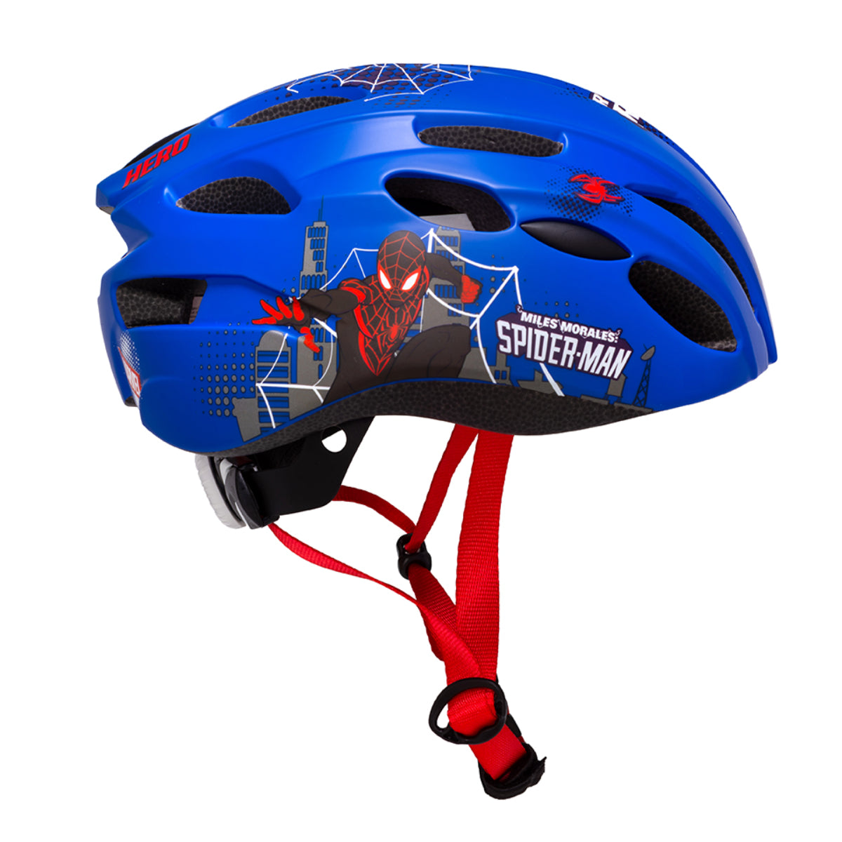 Spider-Man S (48 bis 52 cm) Blaue Kinder Fahrradhelm Skaterhelm Verstellbar mit Belüftungsöffnungen
