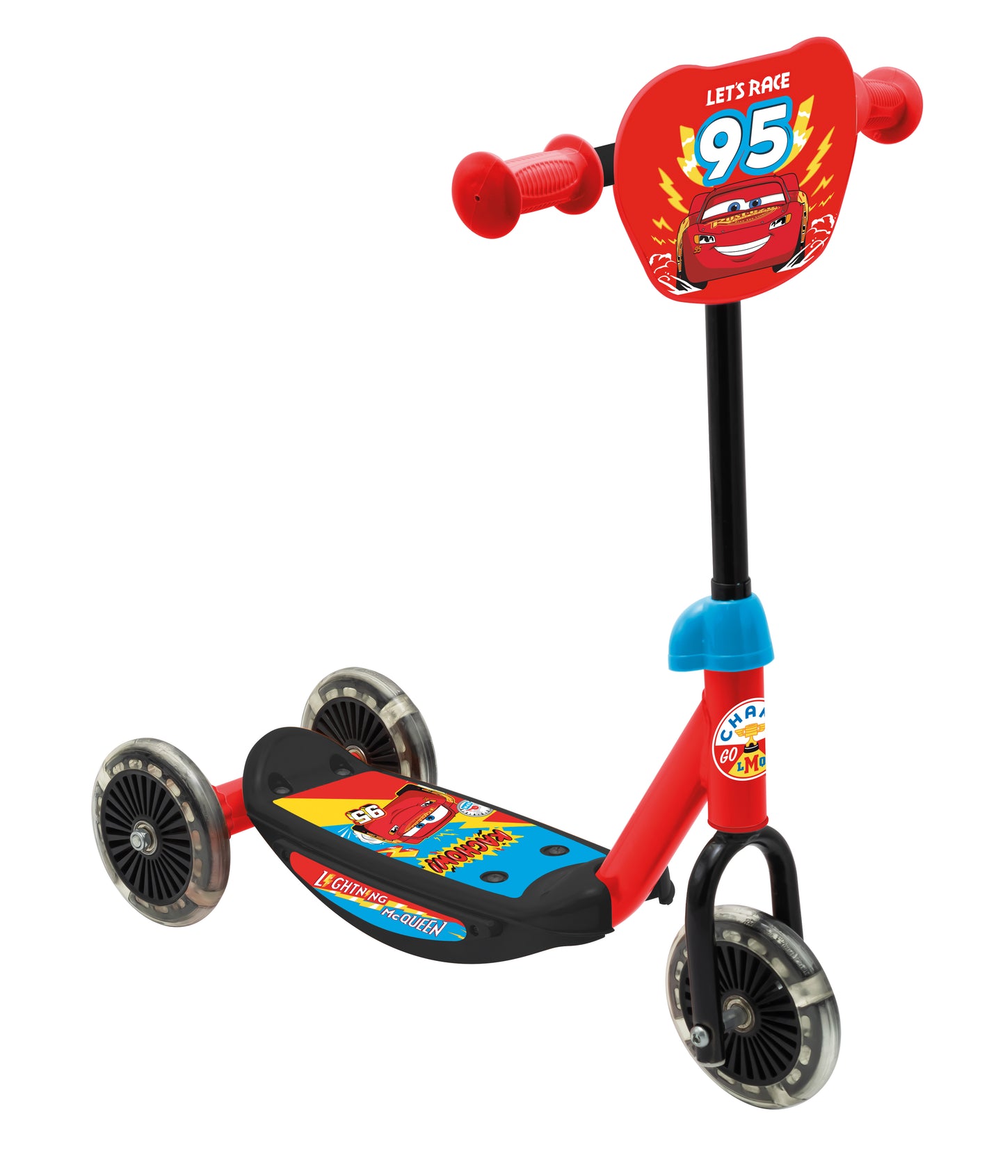 Disney Cars 3-Rad Baby Scooter, Verstellbar, Mit Rutschfester Plattform
