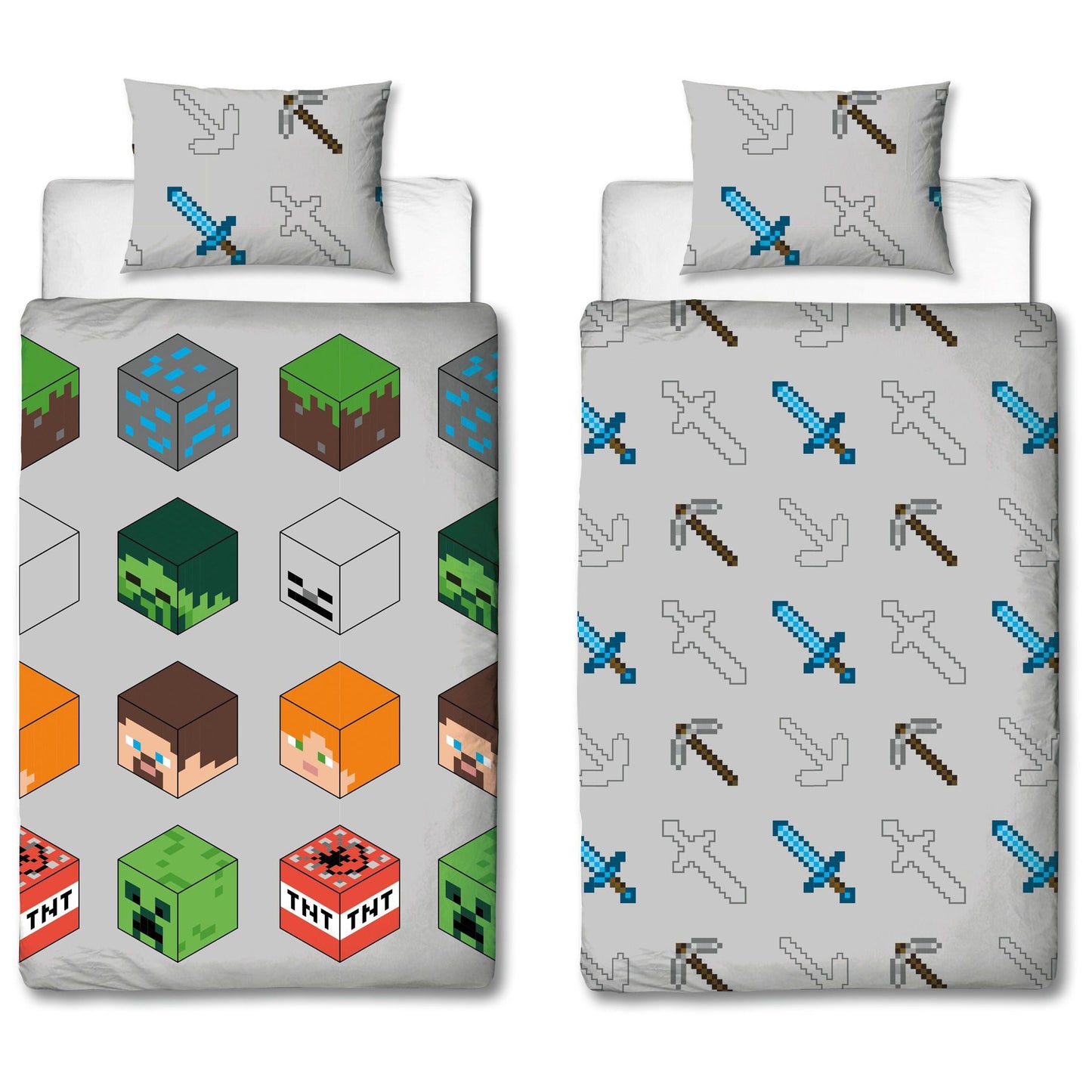 Minecraft Bettwäsche Set für Einzelbett - Einzelbett-Set für kleine Baukünstler