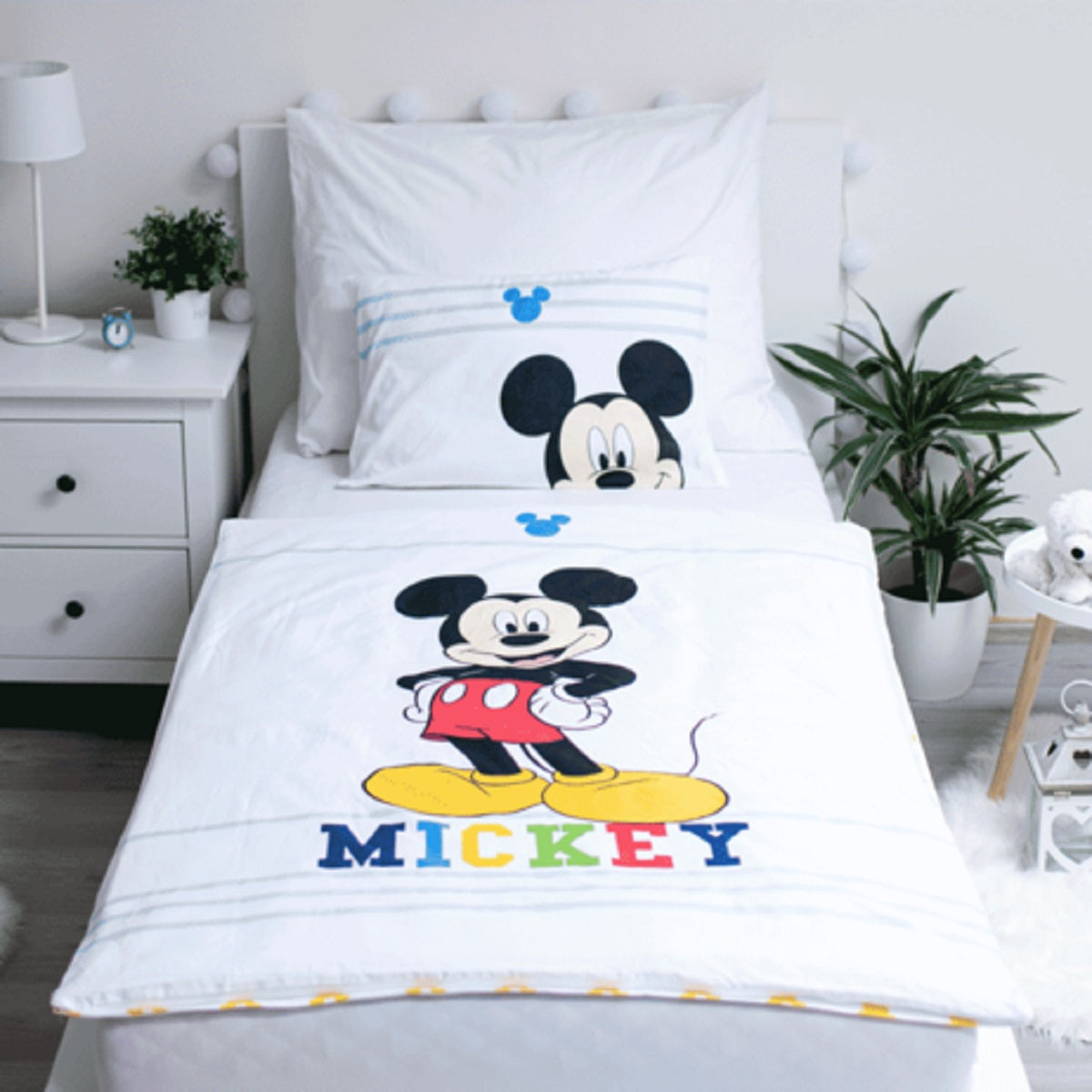 Mickey Mouse Baumwolle Kinderbettwäsche 135x100 cm und Kopfkissenbezug