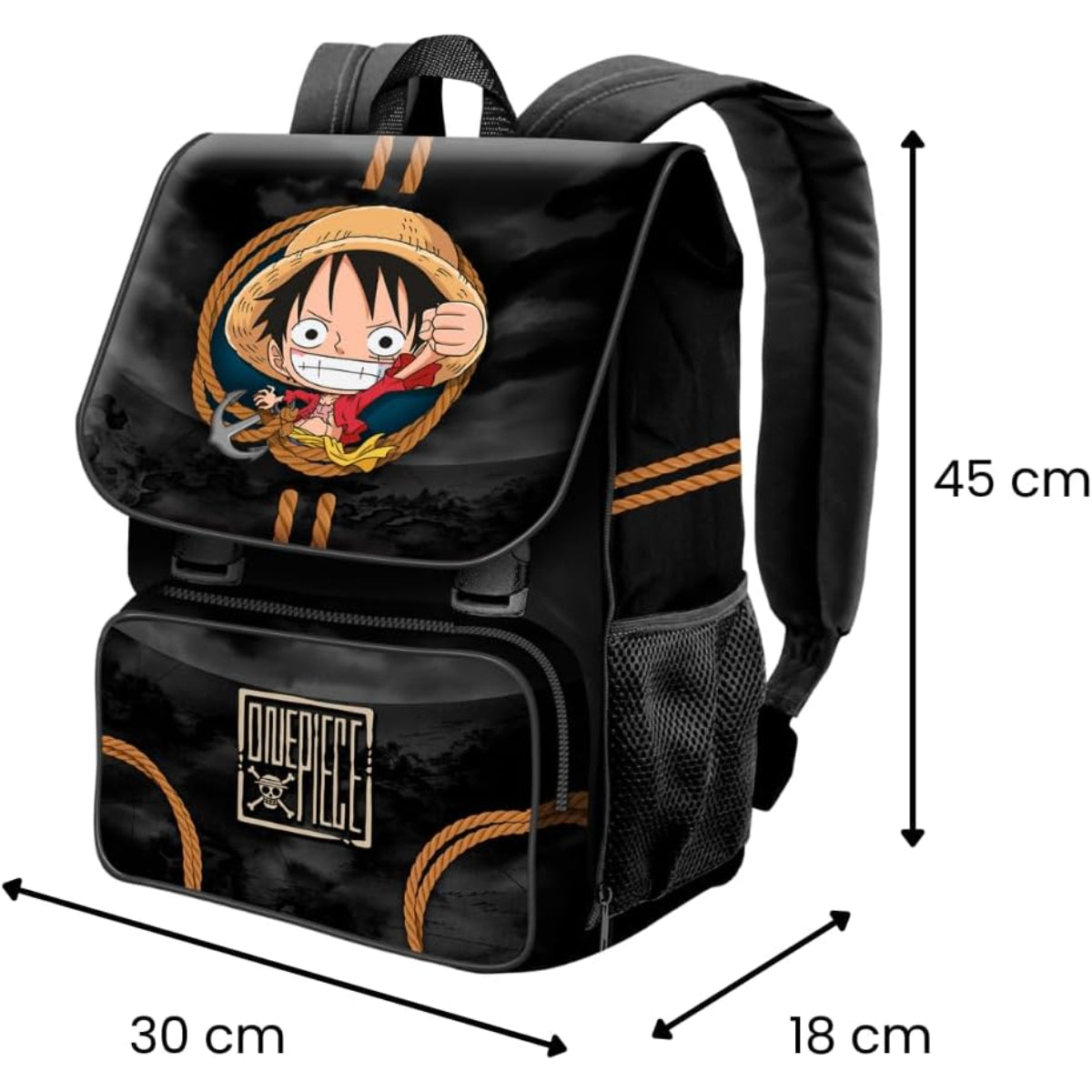 One Piece Schulrucksack Schwarz 28 L mit Frontfach und Laptopfach