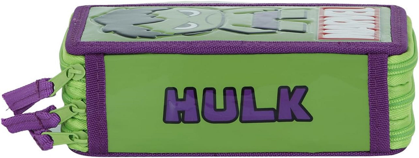 Marvel Hulk Federmappe – Großes 3-Fach Mäppchen, Komplett Gefüllt, 14 x 21 cm