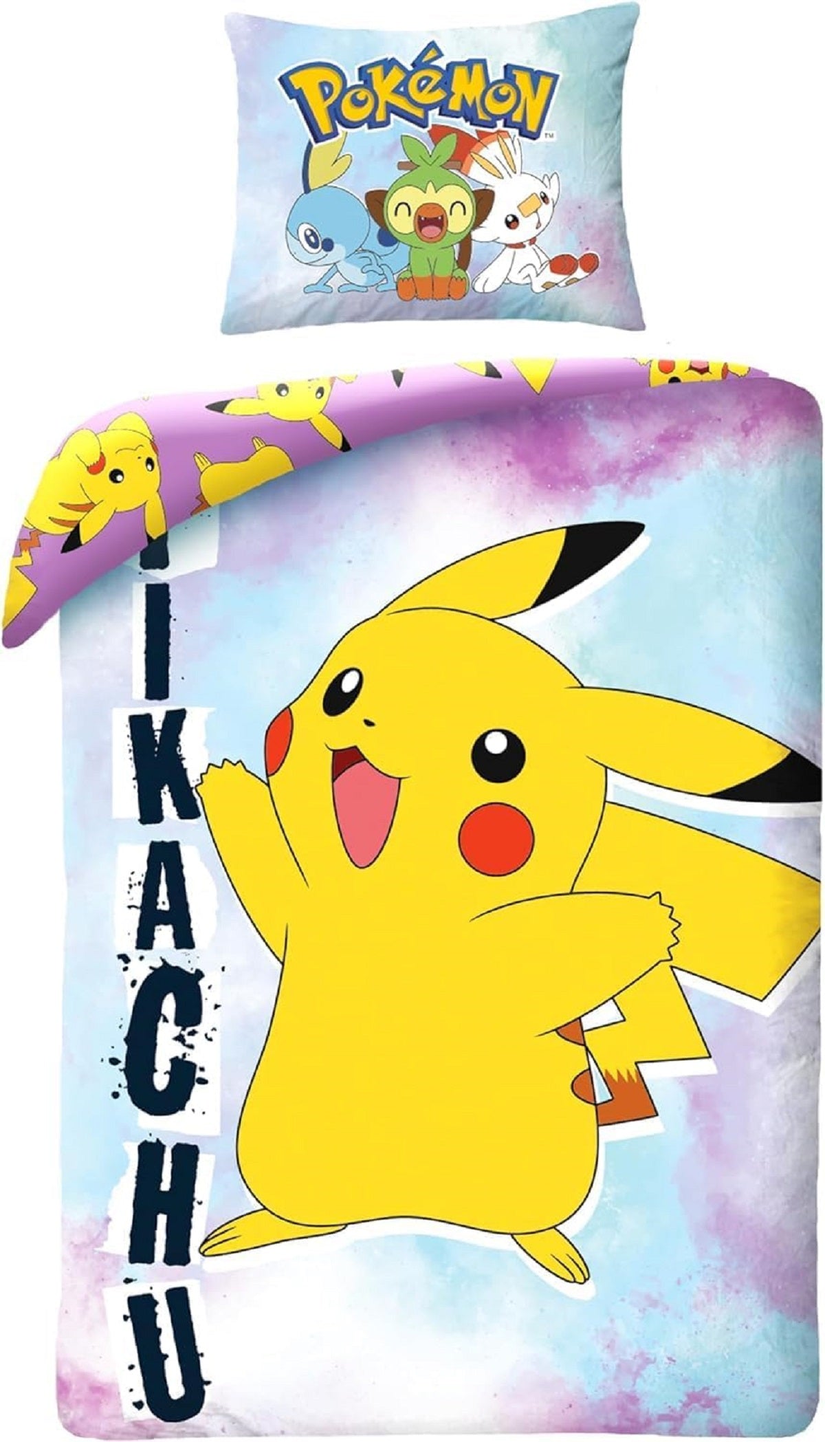 Pokémon Bettwäsche Set aus Baumwolle Bettdeckenbezug 140 × 200 cm mit 65 × 65 cm Kissenbezug