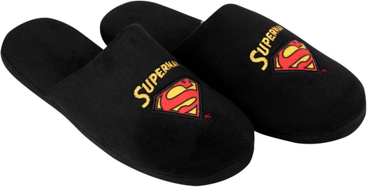 United Labels Superman Hausschuhe für Herren Superman Design Puschen Slipper Pantoffeln Schwarz