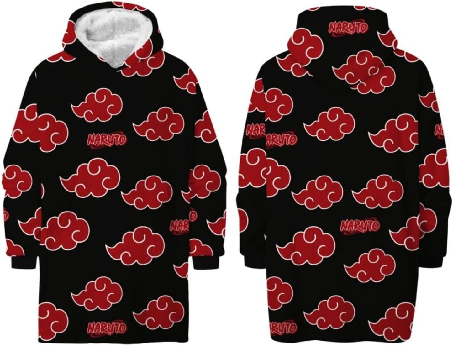 Naruto Hoodie Blanket Groß 75 × 70 cm Kuscheldecke mit Ärmeln und Kapuze Oversize