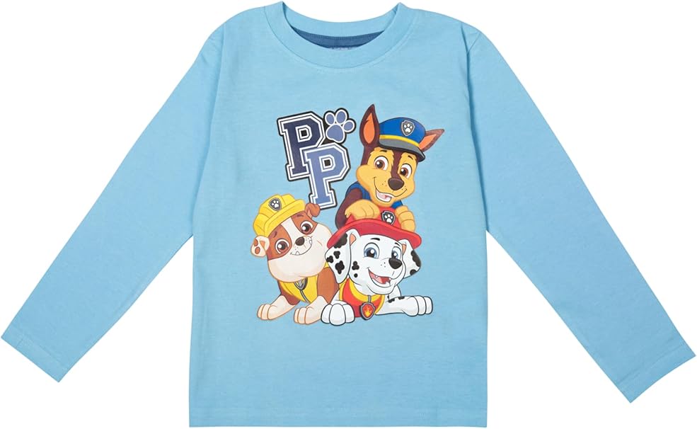 Paw Patrol Schlafanzug für Jungen - Kinder Pyjama Set Langarm Oberteil mit Hose Blau