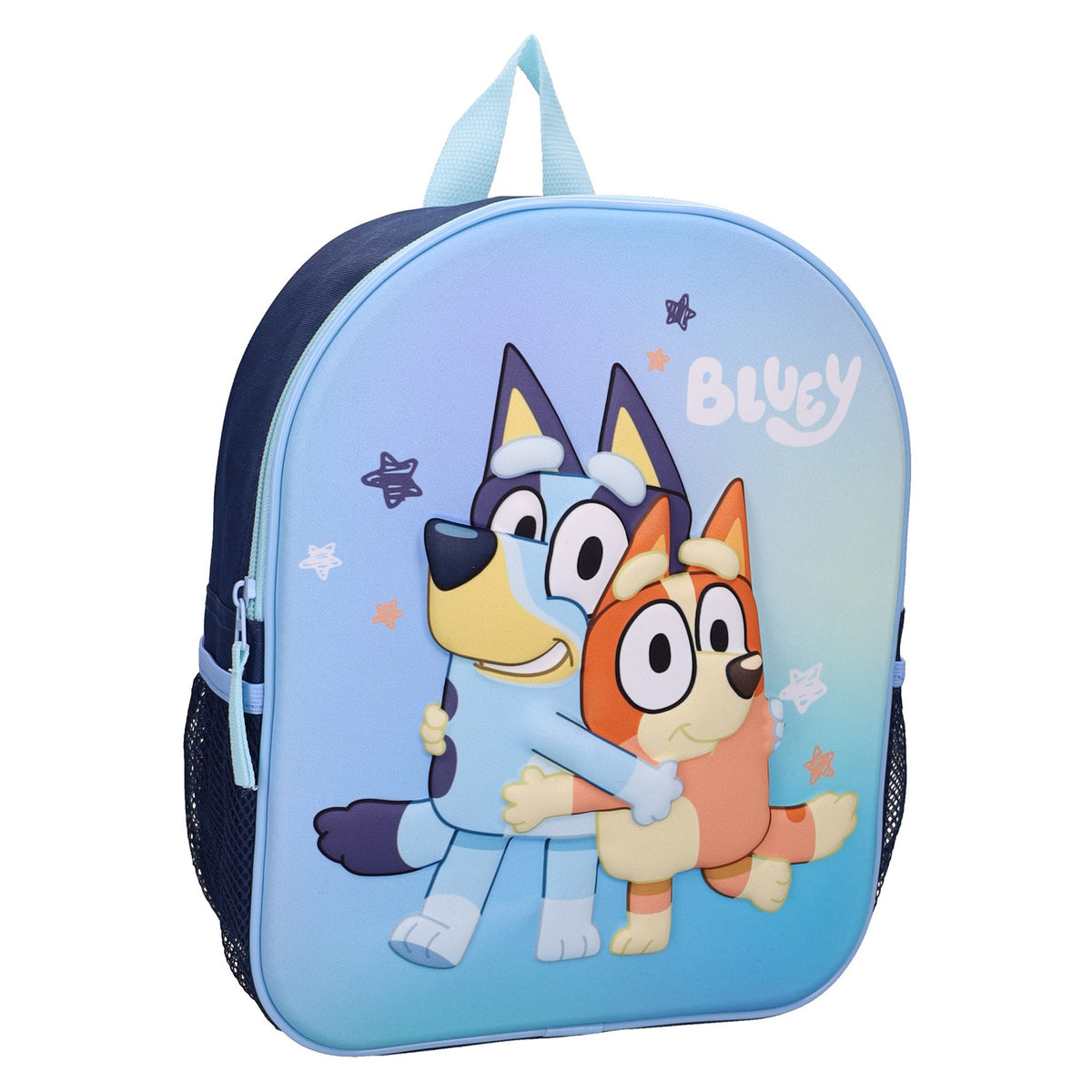 Bluey Smooch Kiss 3D Rucksack Kinder mit 9,2 Liter Volumen und Trinkflaschenfächern