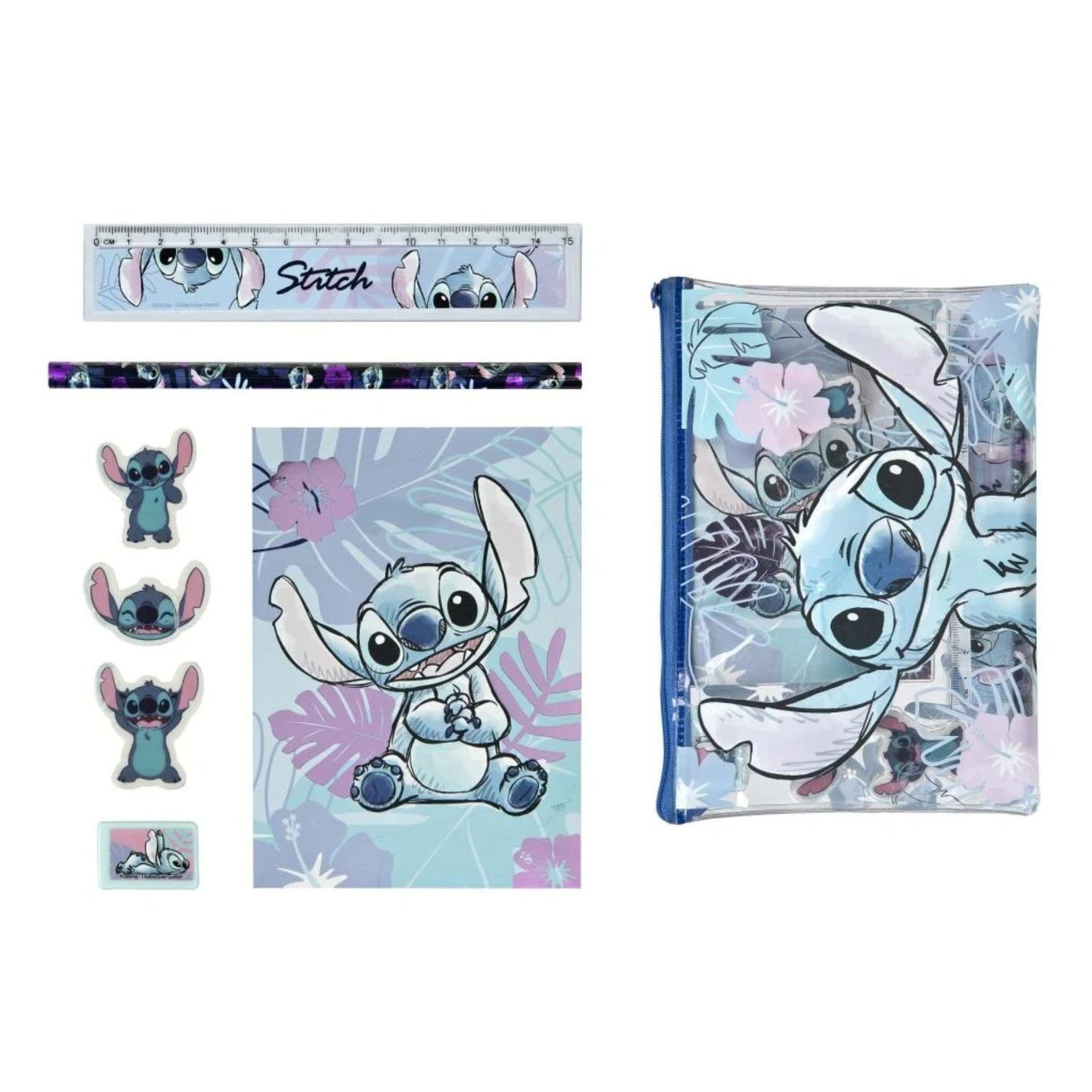Lilo & Stitch Schreibset für Kinder – Lineal, Bleistift, Radierer & Notizblock