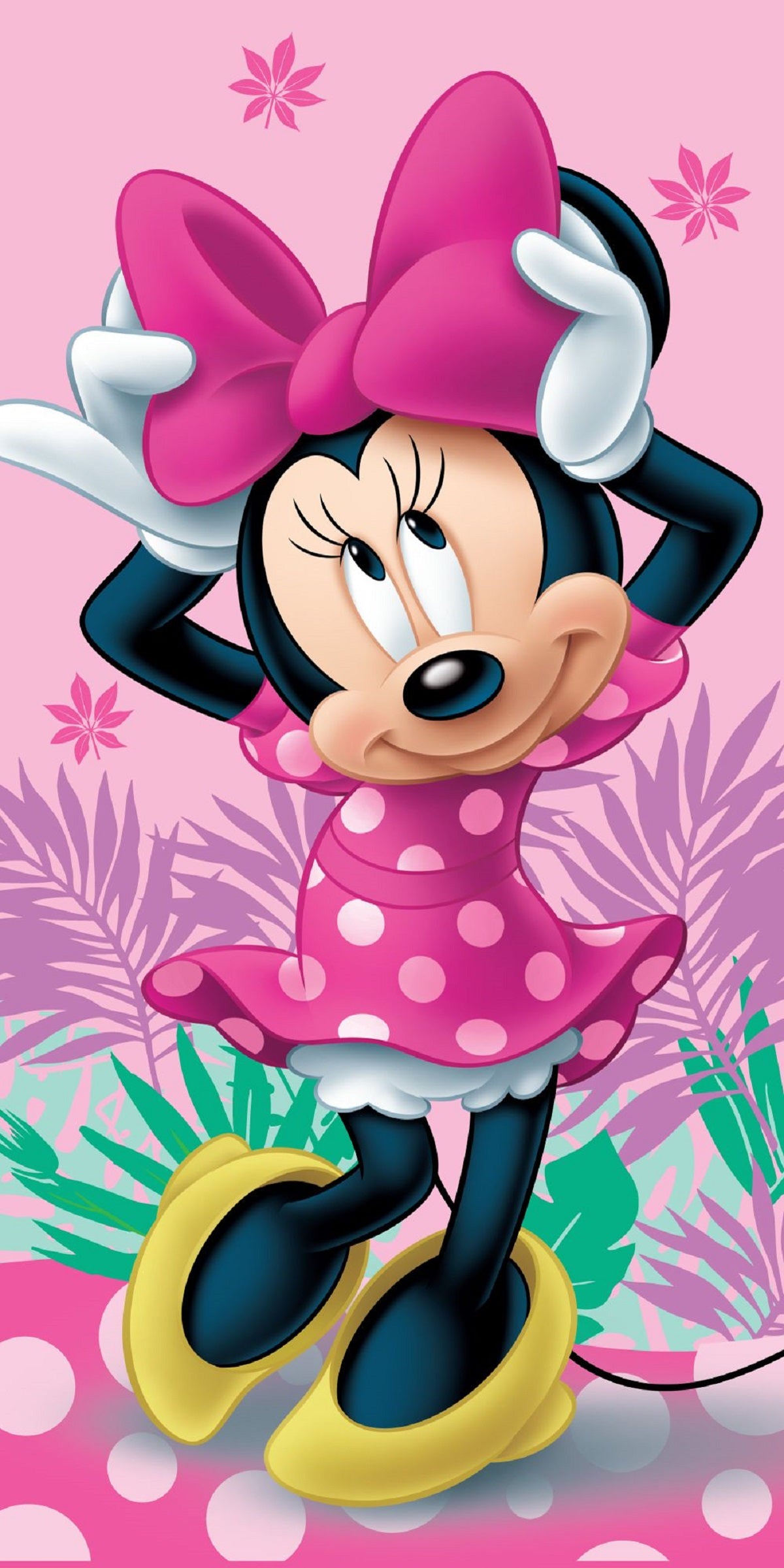 Disney Minnie Mouse Baumwolle Strandtuch Frottee Badetuch mit Premium Druck, 70x140 cm