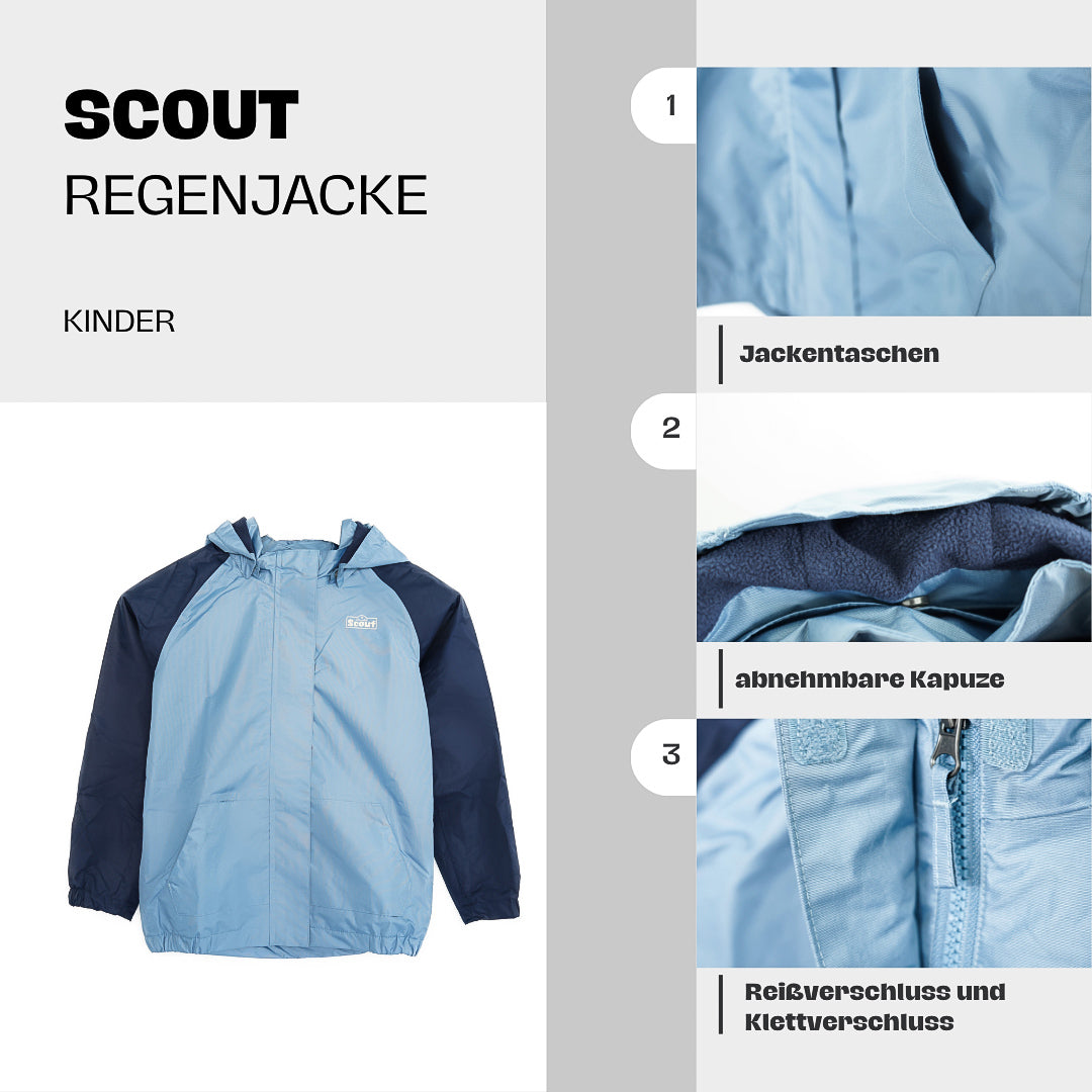Scout Regenjacke Sport Kinder Jacken Atmungsaktiv Wasserabweisend in marine